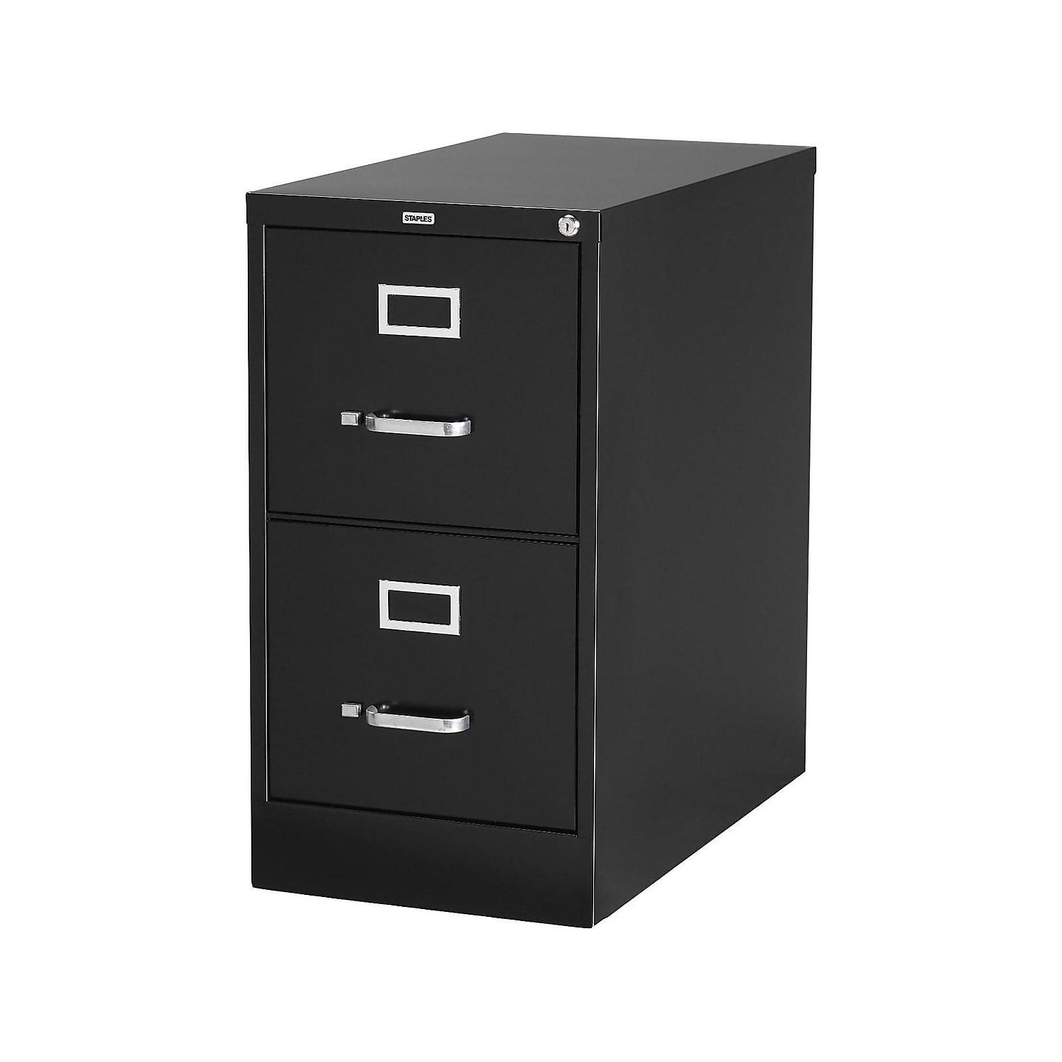 Black Aluminum 2-Drawer Lockable Mobile Vertical File Cabinet