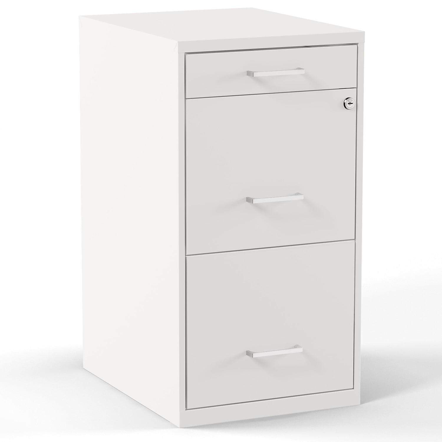 3-Drawer Vertical File Cabinet Locking Letter White 18-Inch D