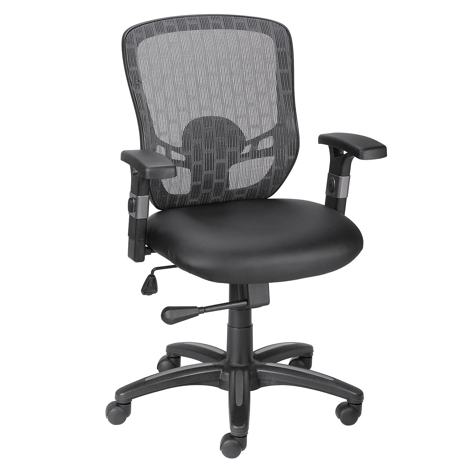 Luxura Adjustable Black Mesh and Faux Leather Office Task Chair