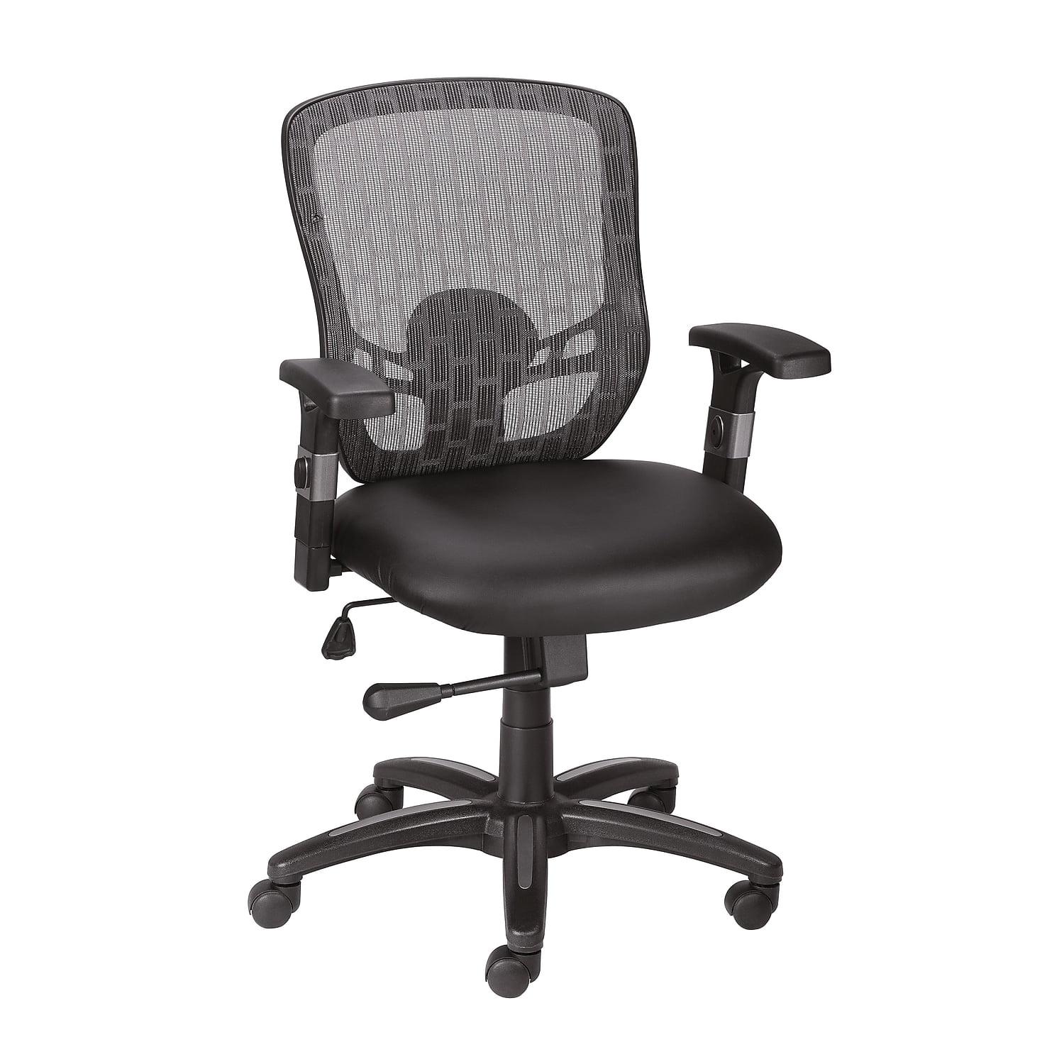 Luxura Adjustable Black Mesh and Faux Leather Office Task Chair
