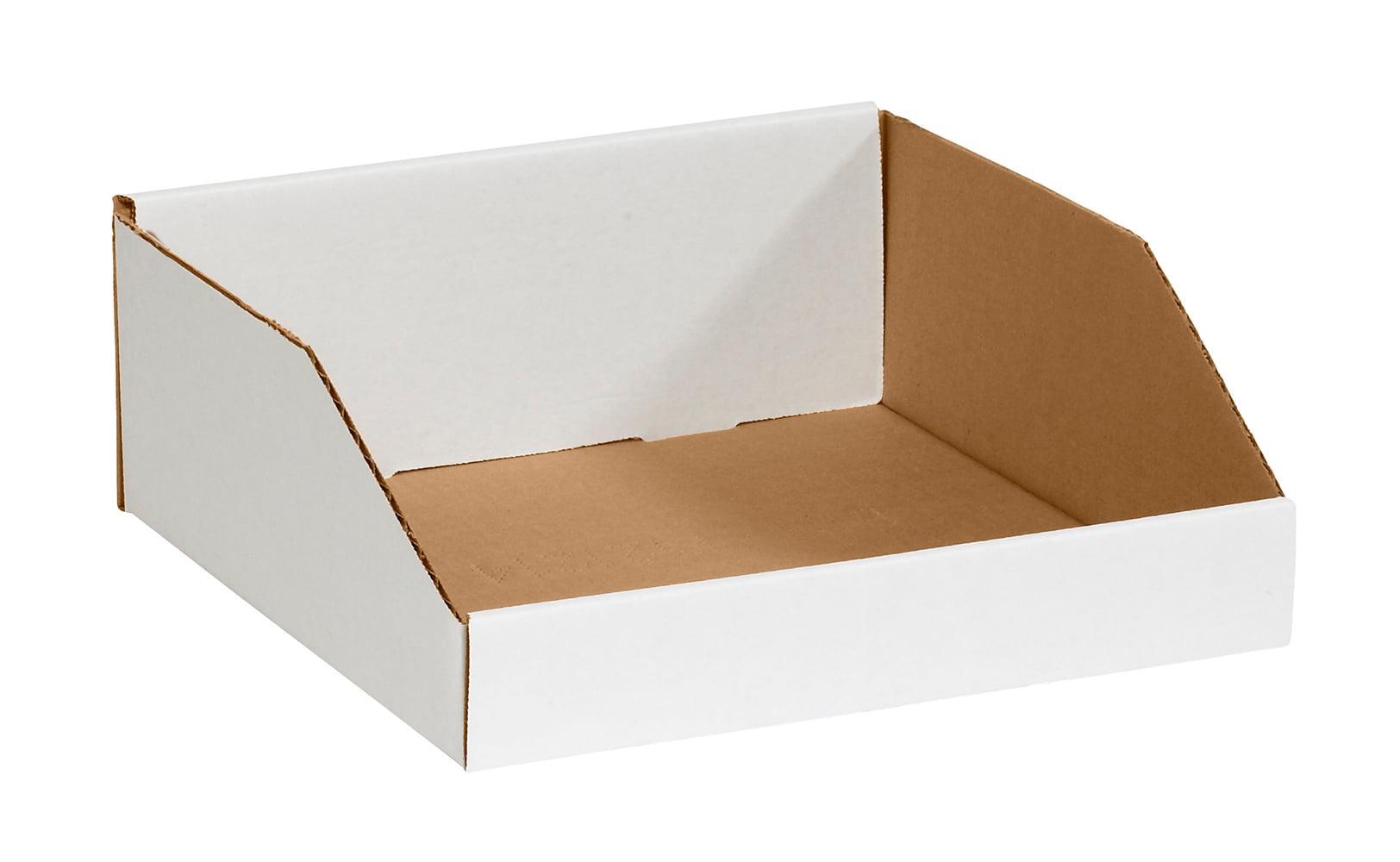 Oyster White Corrugated Open Top Storage Bin 12"x12"x4.5" - 50 Pack