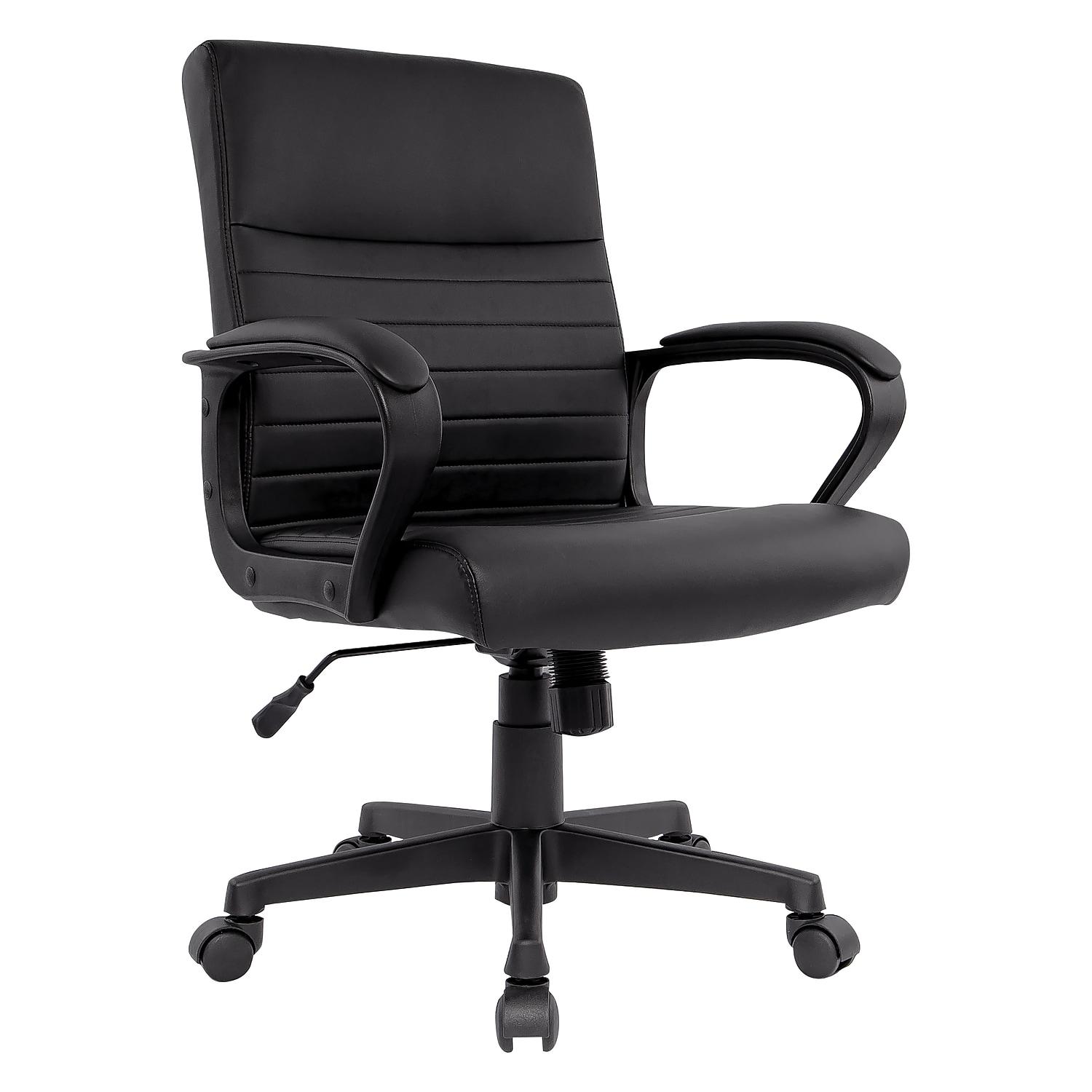 24396771 Leather Mid-Back Manager Chair, Black