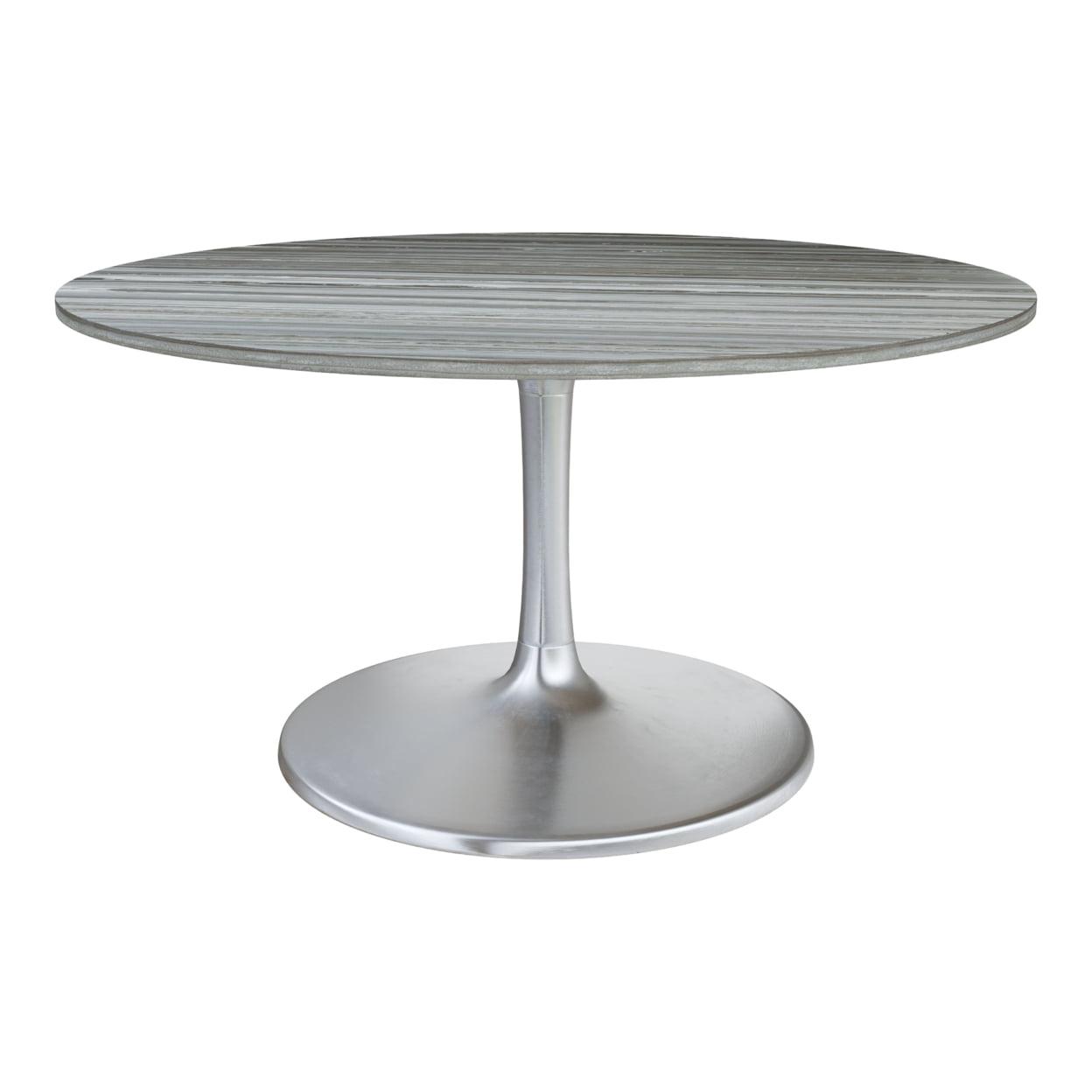 Contemporary Mid-Century 60" Round Gray Marble Dining Table