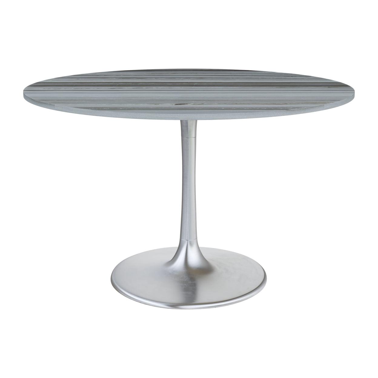 Star City 48" Dining Table Gray Marble Top Silver Steel Base Modern Glam Decor