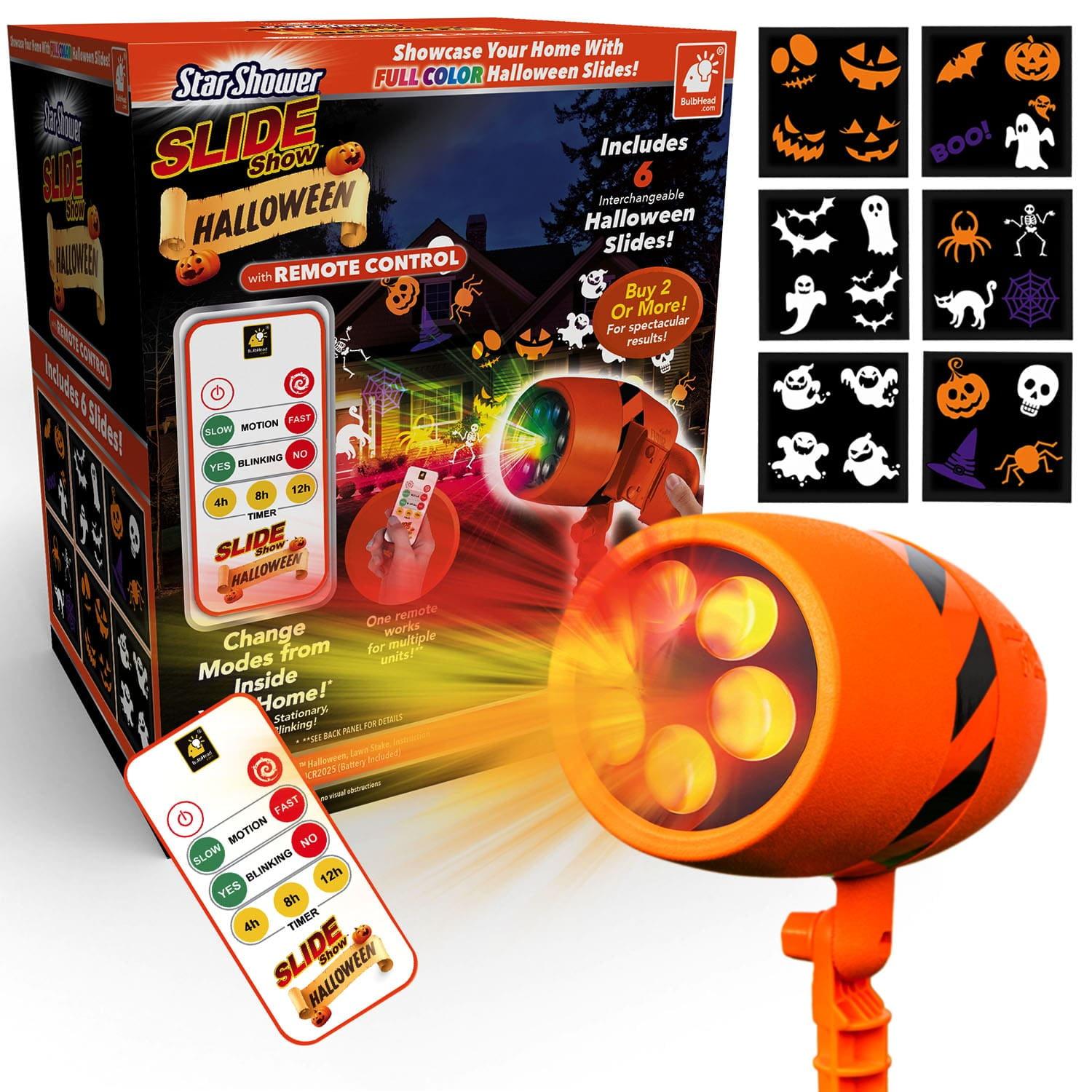 Orange Halloween LED Projector with Remote and Slides