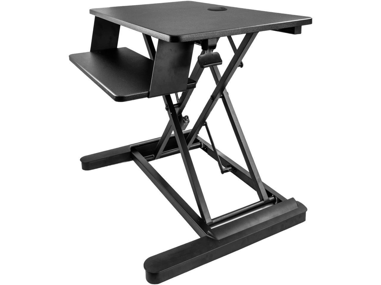 ErgoFlex Black 35" Pneumatic Sit-Stand Desk Converter with Keyboard Tray