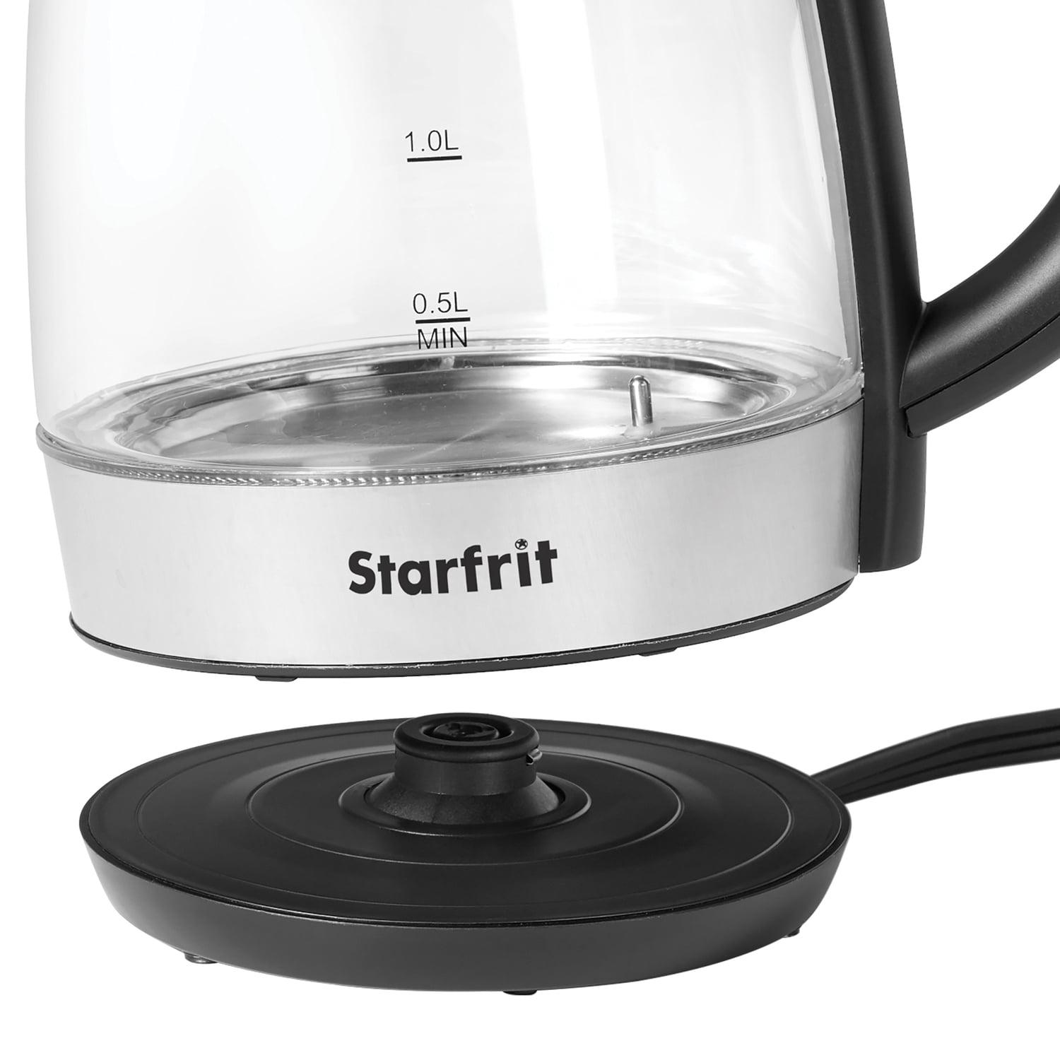 Starfrit 1.7-Liter Black Glass Electric Kettle with Temperature Control