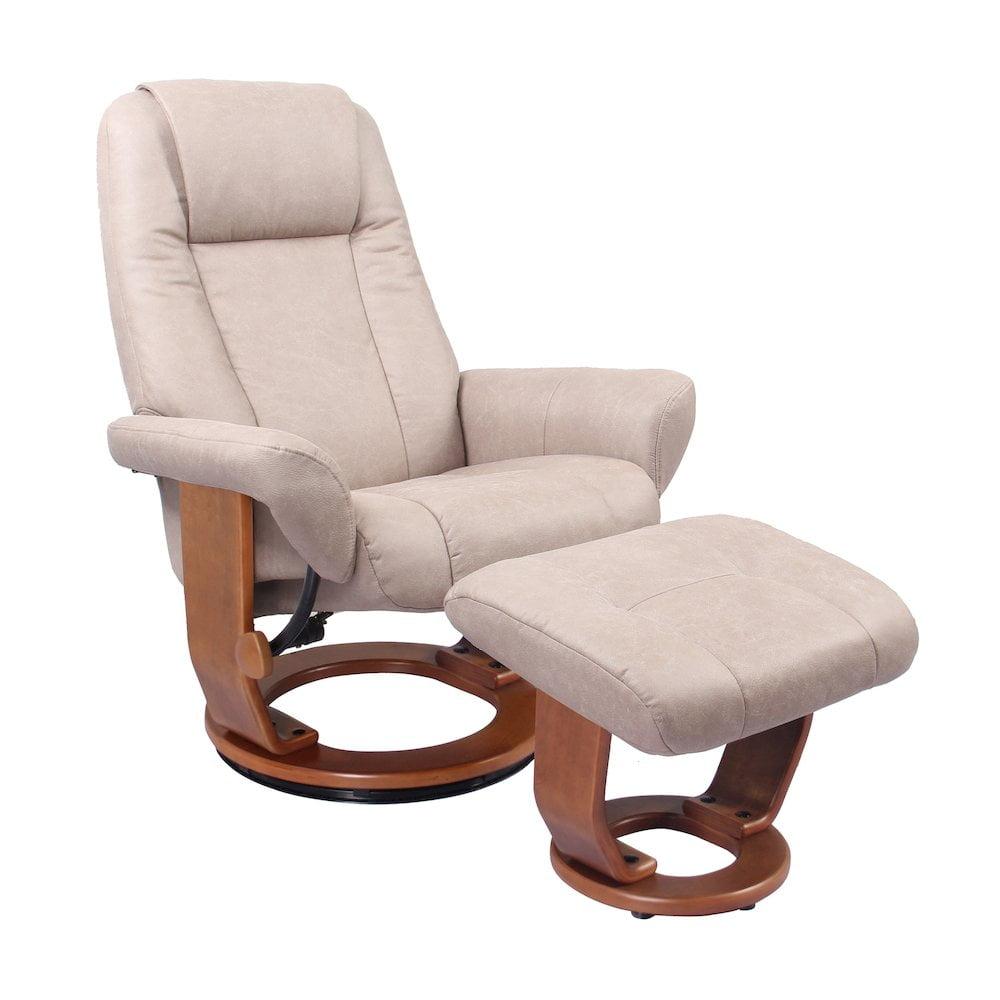 Sand Swivel Recliner with Wood Frame and Foam Fill