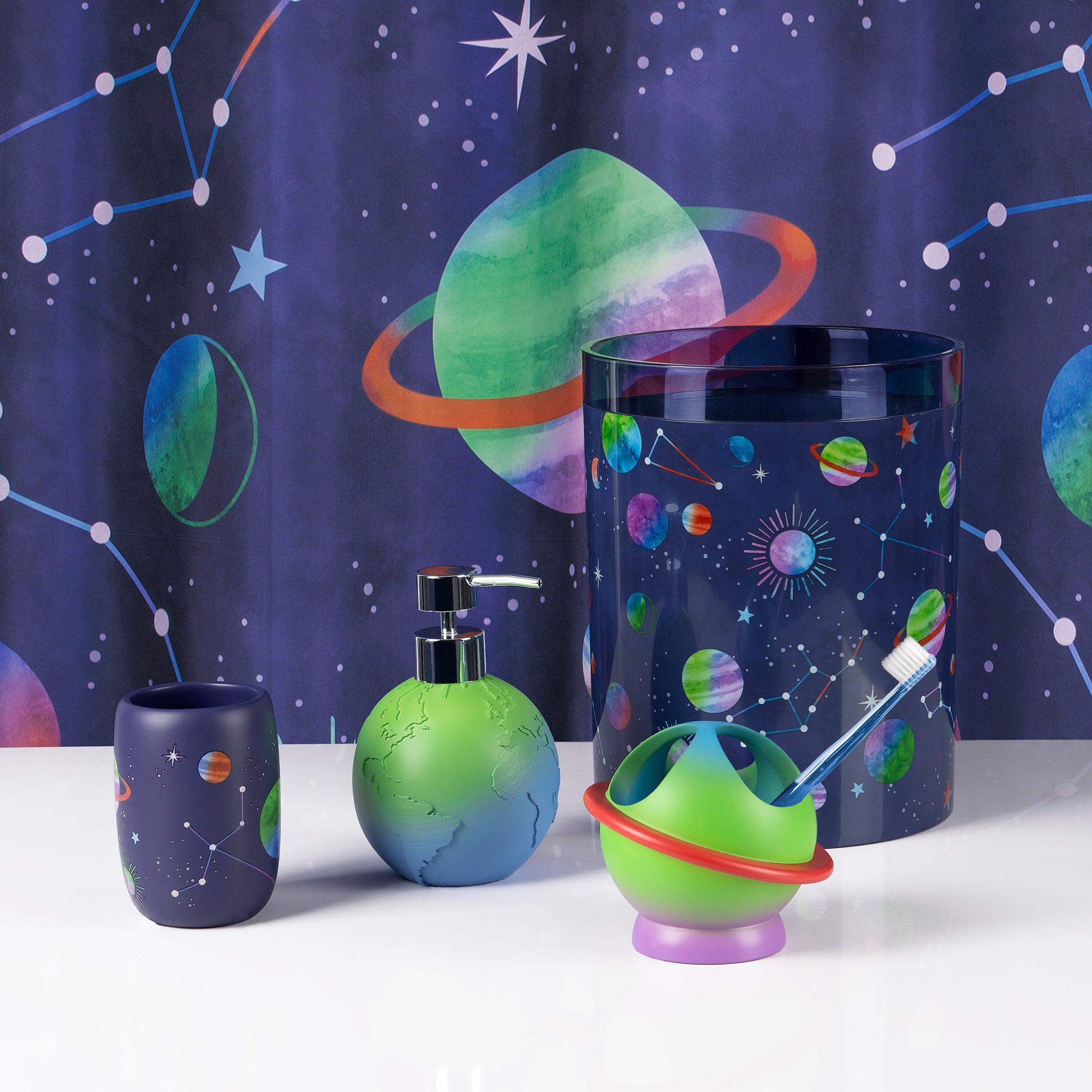 Starry Night Multicolored Plastic 4-Piece Bathroom Accessory Set