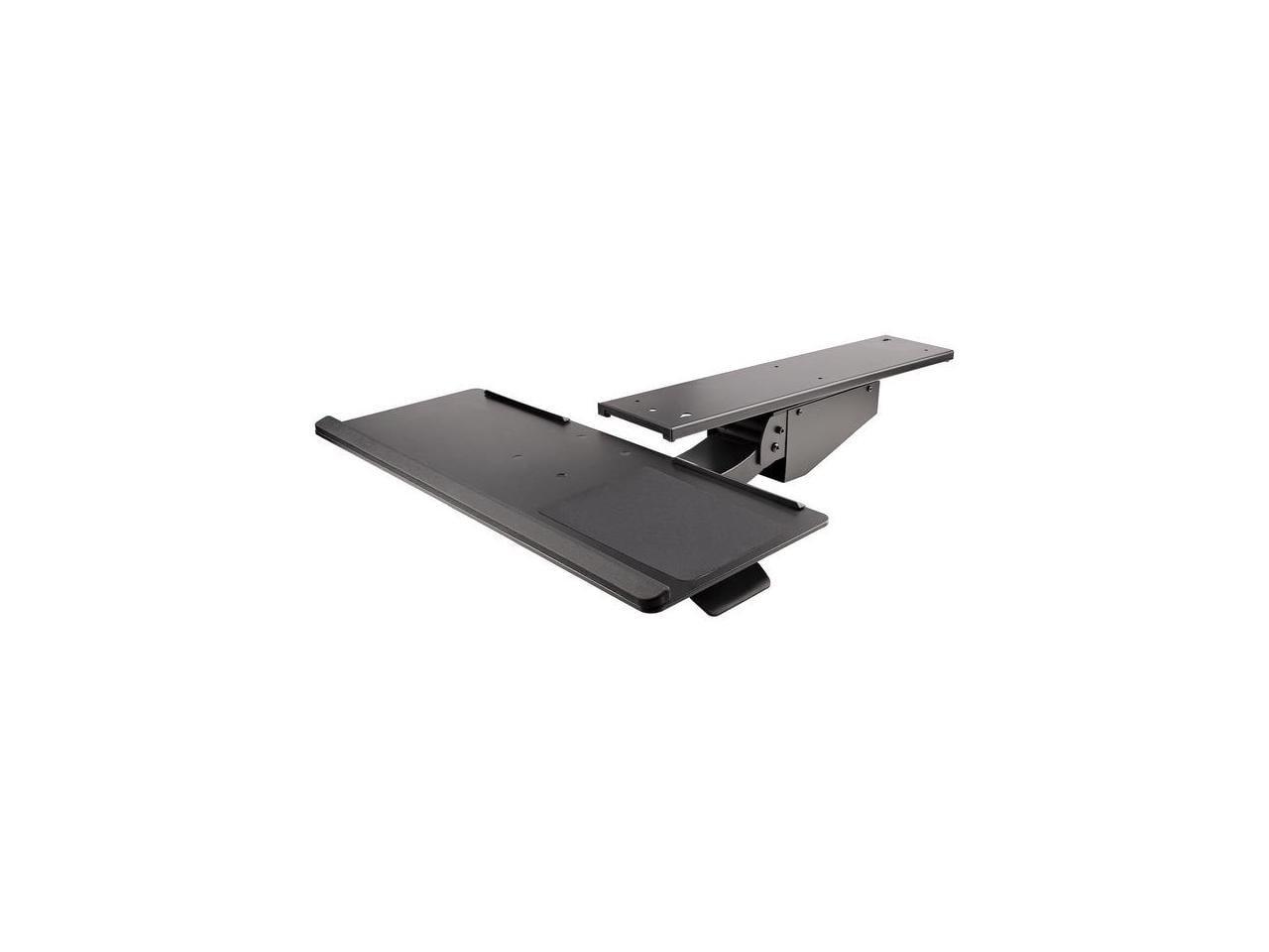 StarTech.com Under Desk-Mount Keyboard Tray - 26.4” Wide - Adjustable - Ergonomic Slide-Out Keyboard Shelf with Tilt and Swivel (KBTRAYADJ), Black