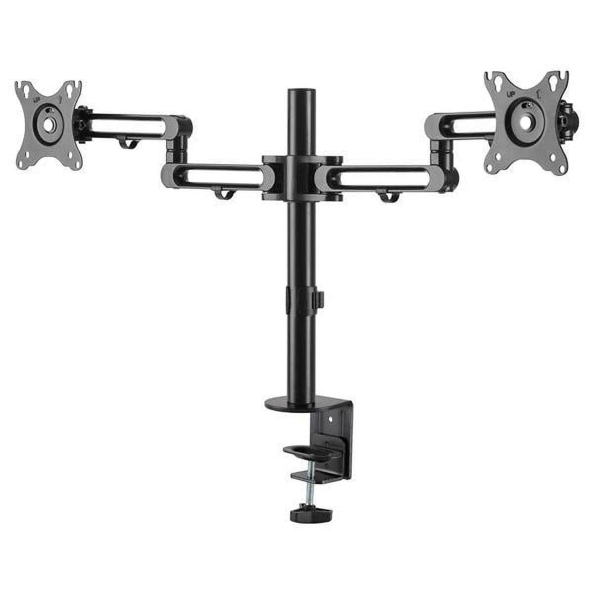 Black Aluminum Dual Monitor Desk Mount with Adjustable Arms