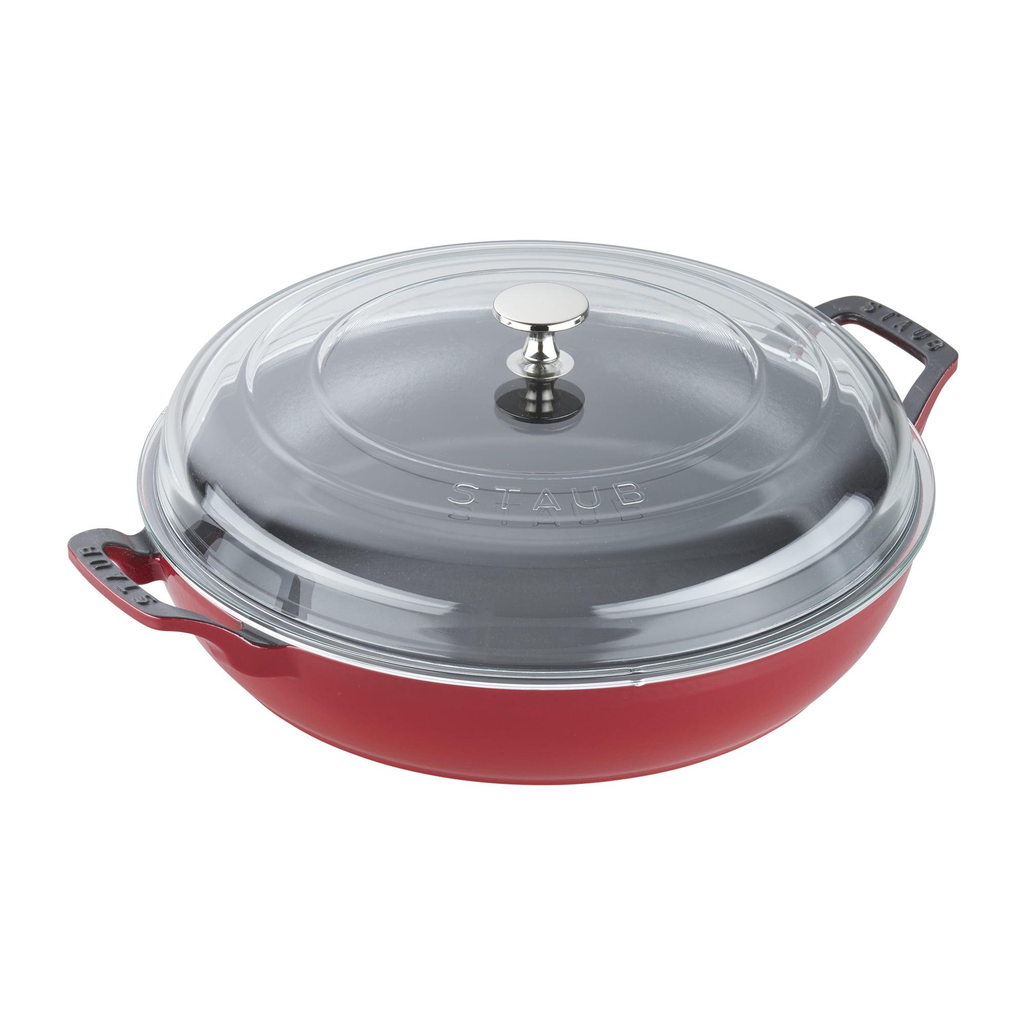 Cherry Red Cast Iron 3.5-Qt Braiser with Glass Lid