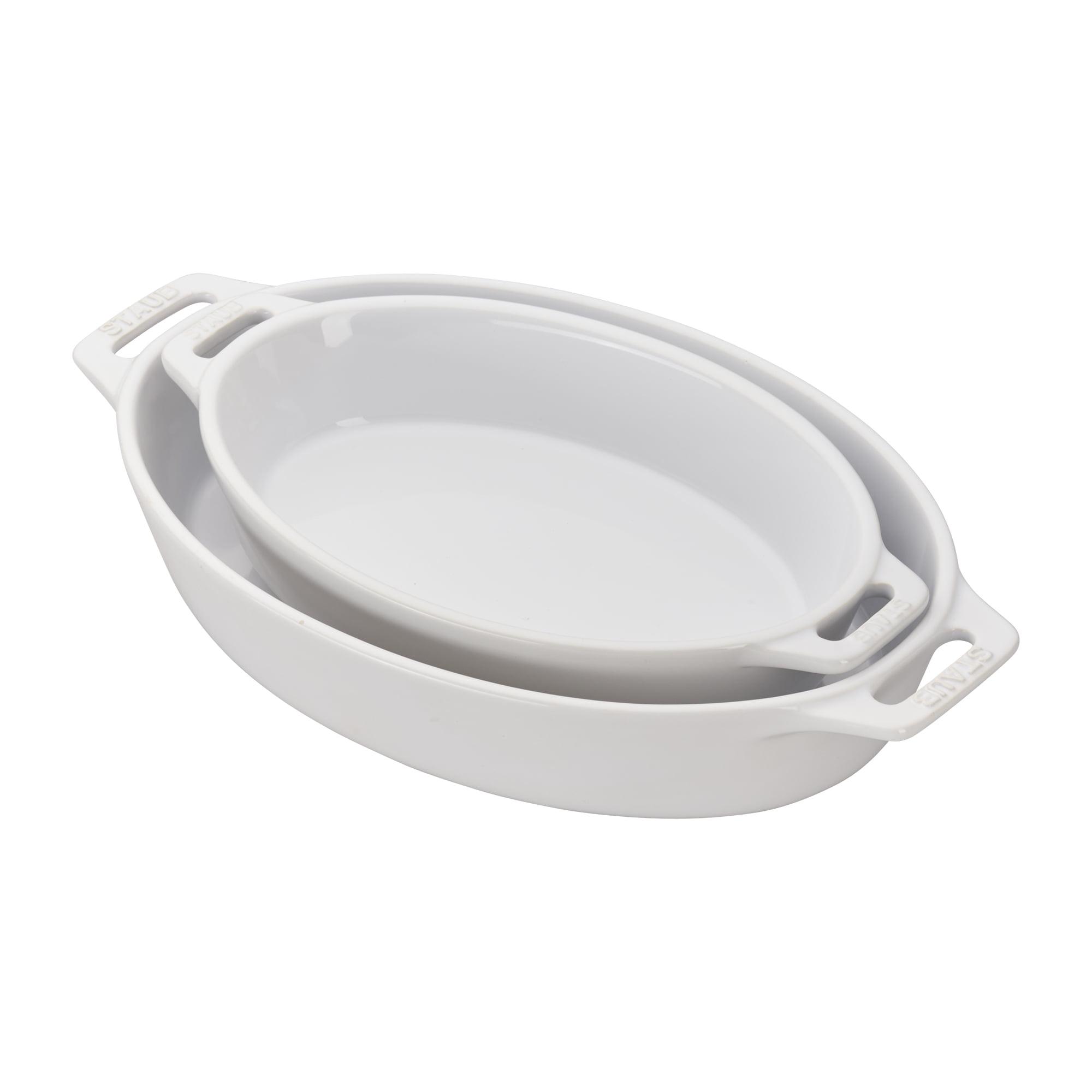 White Ceramic 2-Piece Oval Baking Dish Set