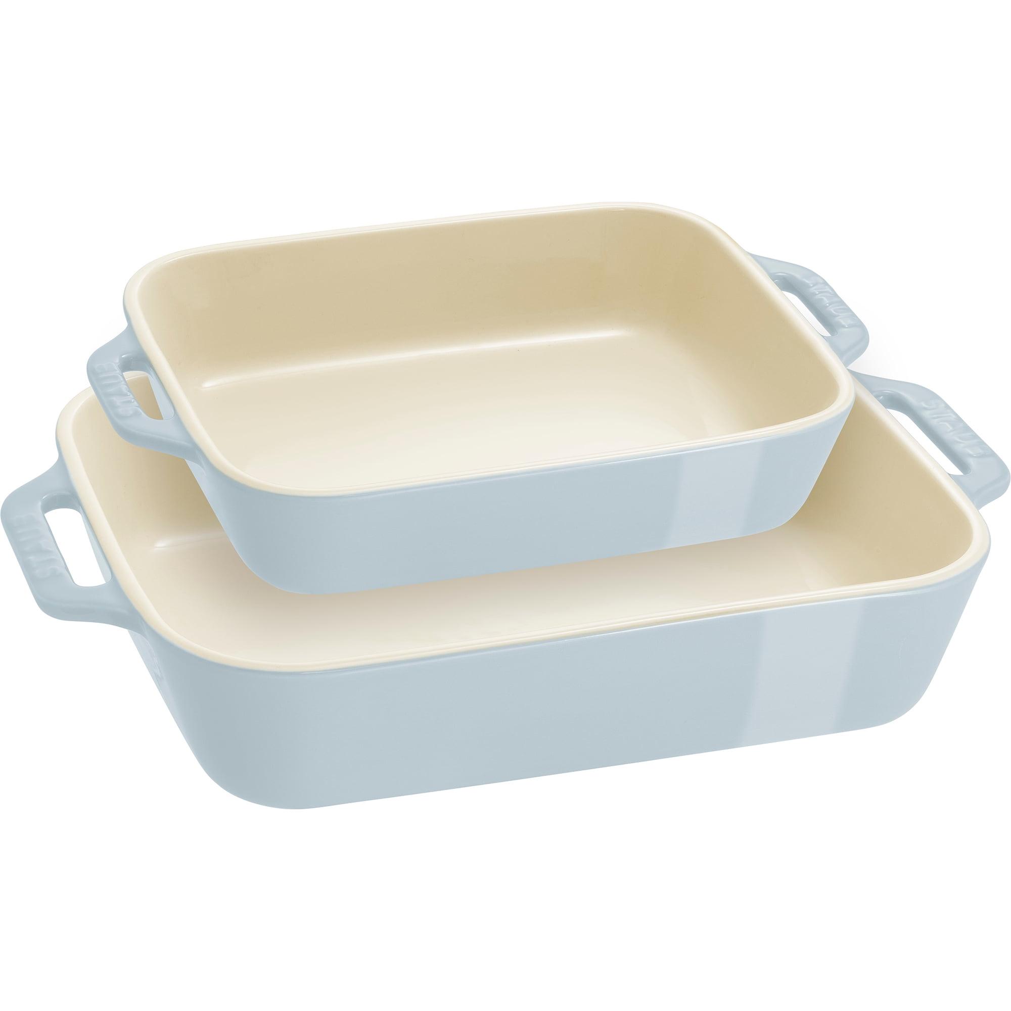 Staub Macaron Pastel Blue Rectangular Bakers, Set of 2
