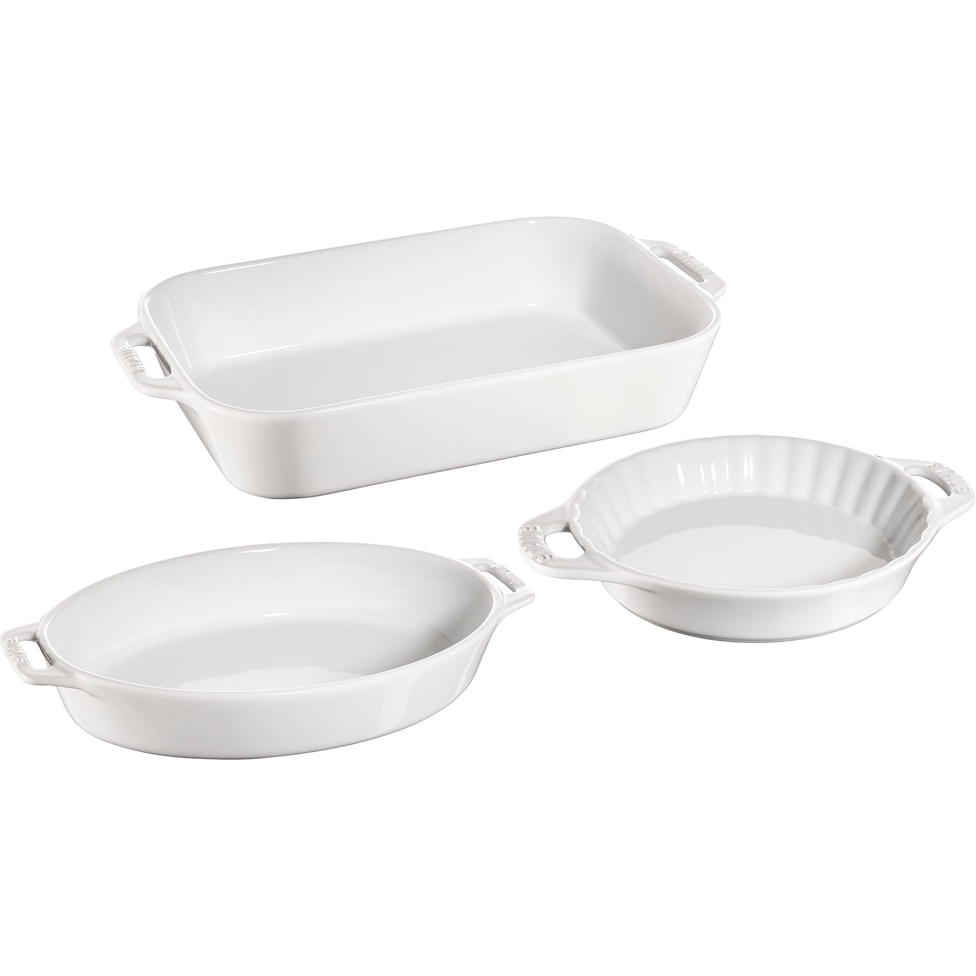 White Ceramic 3-Piece Baking Dish Set