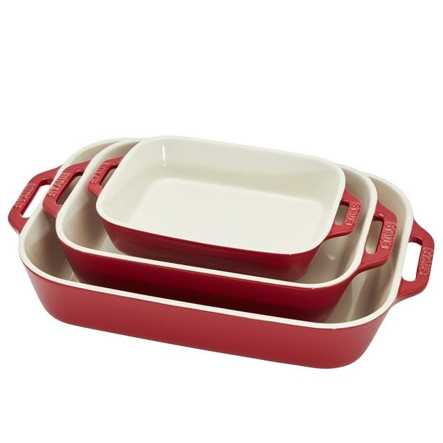 Staub Cherry Rectangular Bakers, Set of 3
