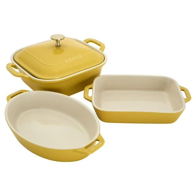 Staub Staub Ceramic 4-Pc Baking Pans Set, Casserole Dish With Lid, Brownie Pan,