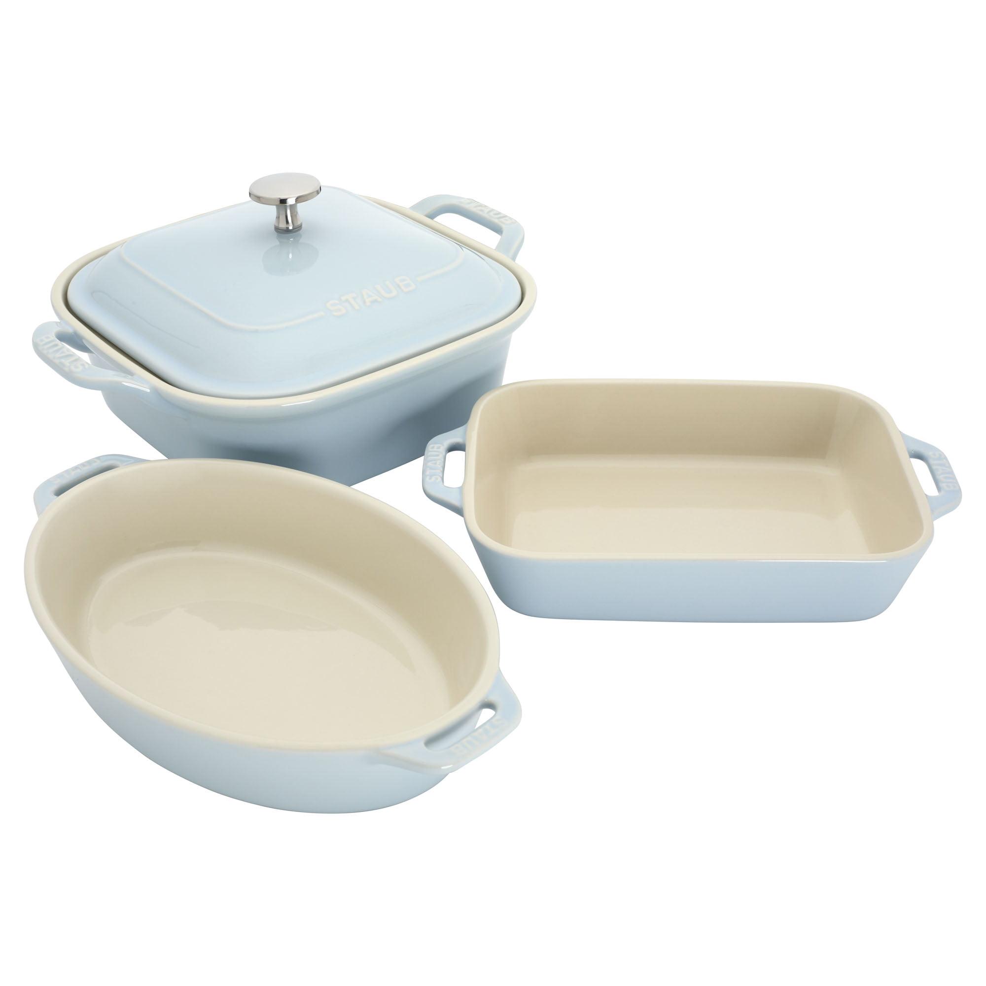 Staub Staub Ceramic 4-Pc Baking Pans Set, Casserole Dish With Lid, Brownie Pan,
