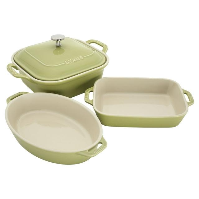 Staub Staub Ceramic 4-Pc Baking Pans Set, Casserole Dish With Lid, Brownie Pan,