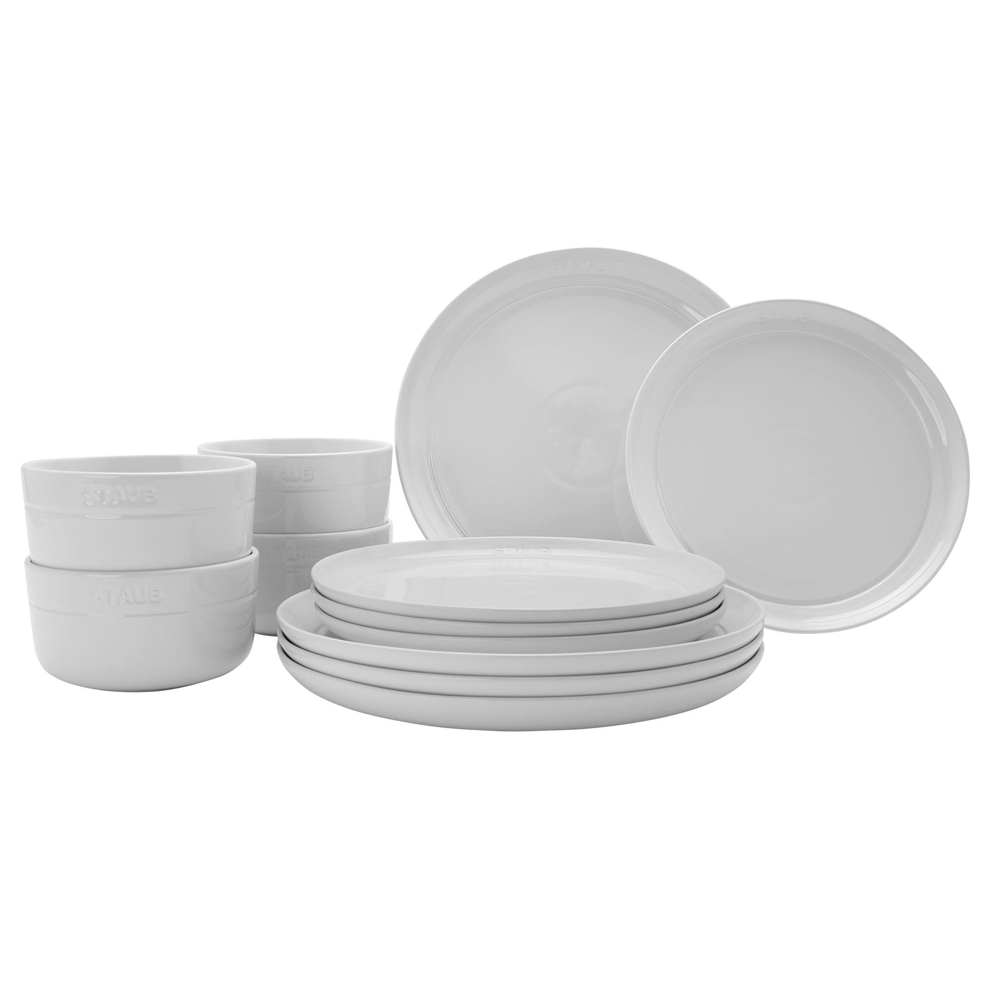 Staub White Porcelain 12-Piece Dinnerware Set