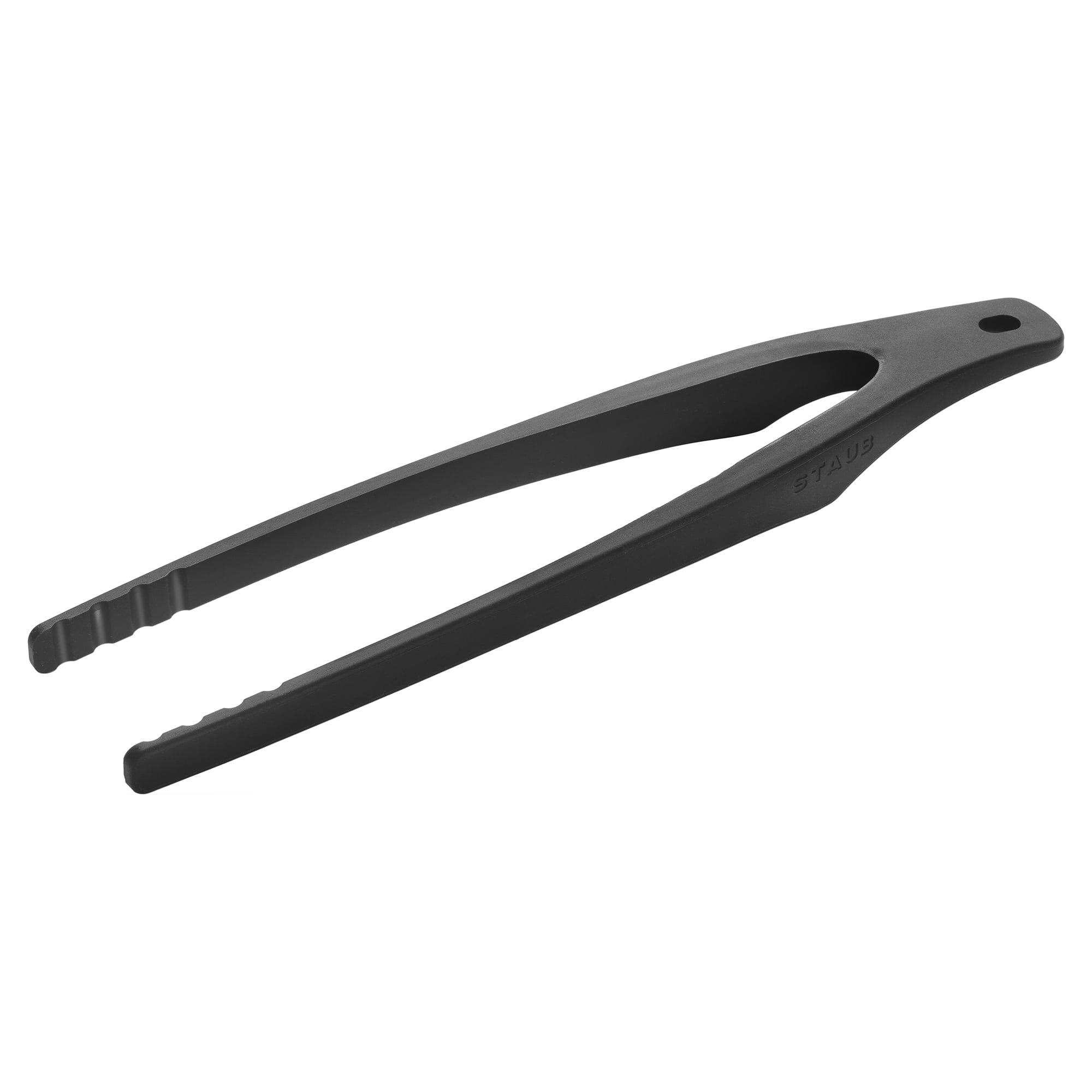 Matte Black Silicone Kitchen Tongs with Acacia Wood Handle