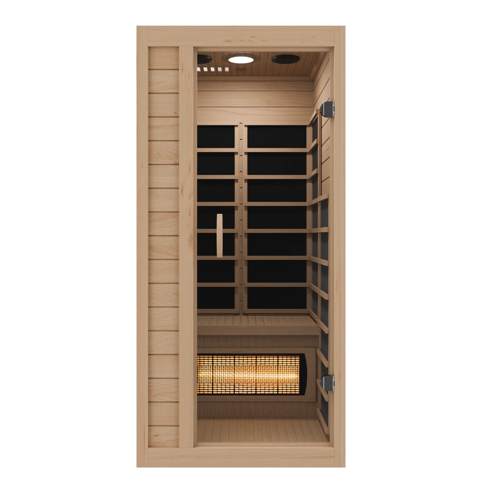 Steam Spa 1 Person Indoor Sauna Room: Hemlock Wooden Spa With Bluetooth Speaker, FM, And Touch Control Panel