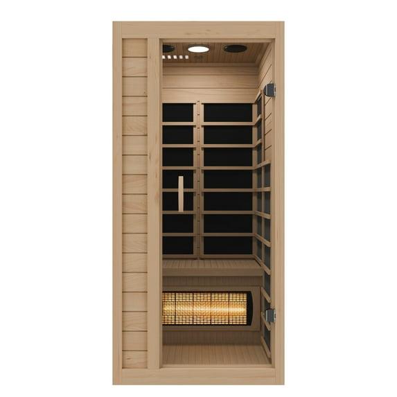 Steam Spa 1 Person Indoor Sauna Room: Hemlock Wooden Spa With Bluetooth Speaker, FM, And Touch Control Panel
