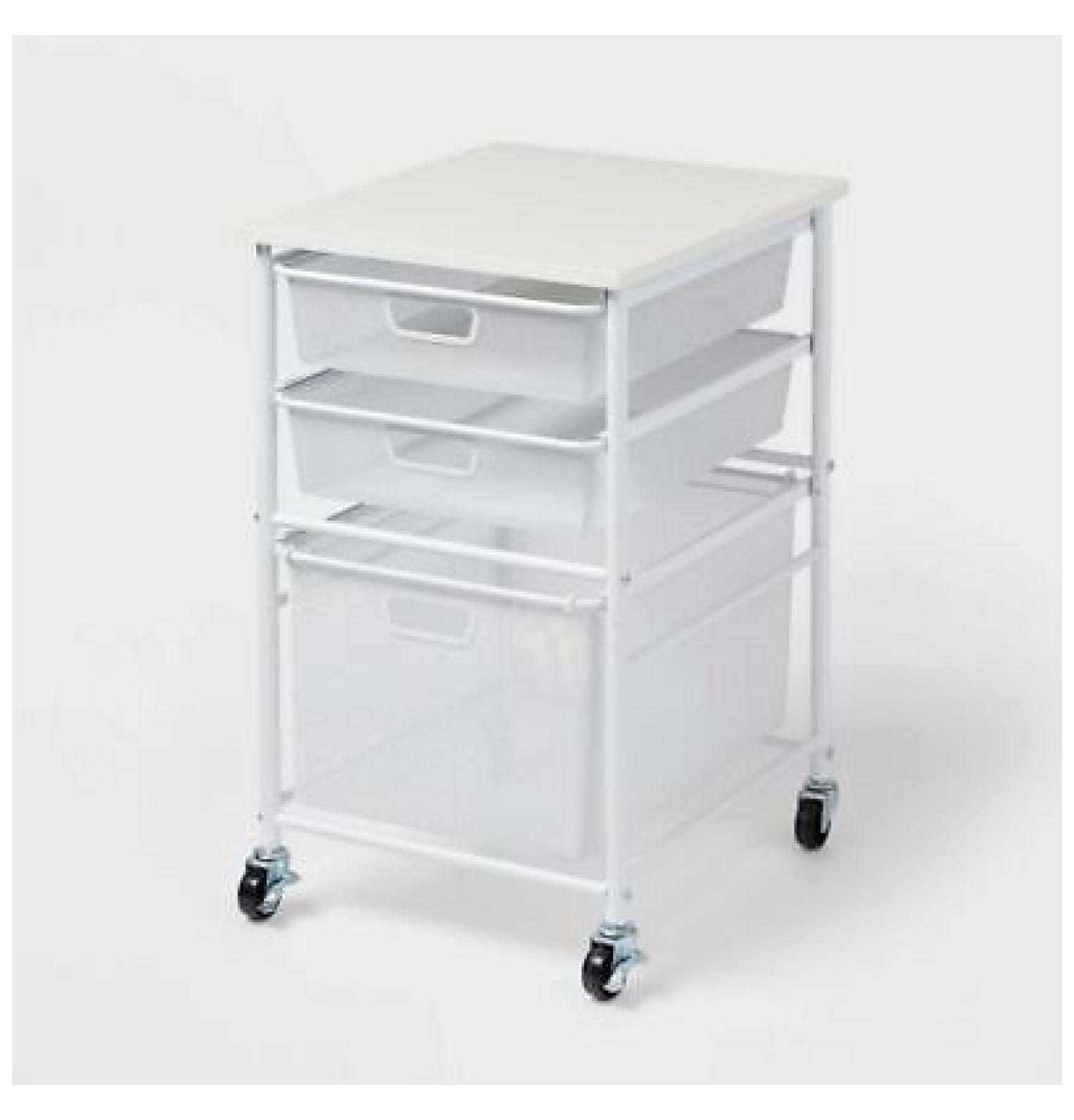 Steel File Utility Cart White - Brightroom™: Rolling Storage with Casters, Under Desk Organizer, Powder-Coated Steel