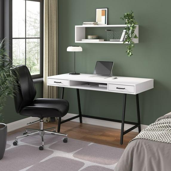 Steele 54W Writing Desk in Pure White Oak by Bush Furniture - Engineered Wood