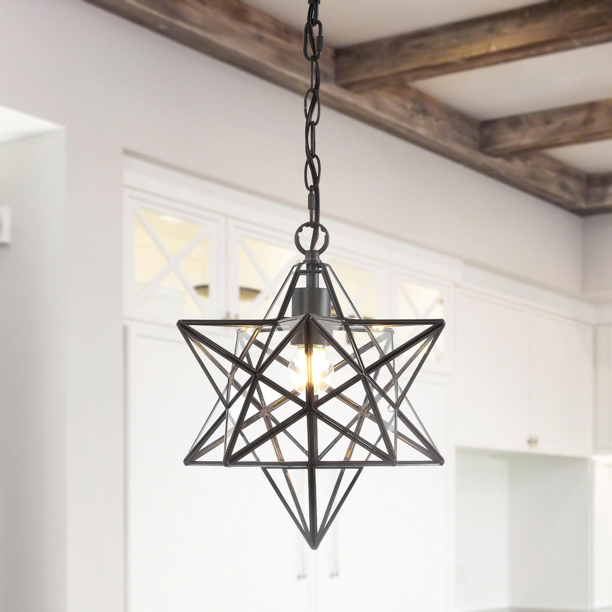 Stella 12" Oil Rubbed Bronze Star-Shaped LED Pendant with Clear Glass