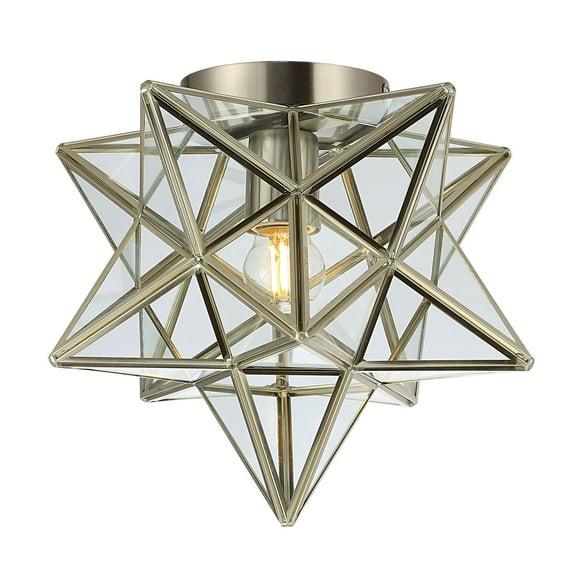 Stella 12" Moravian Star Metal/Glass LED Flush Mount, Nickel