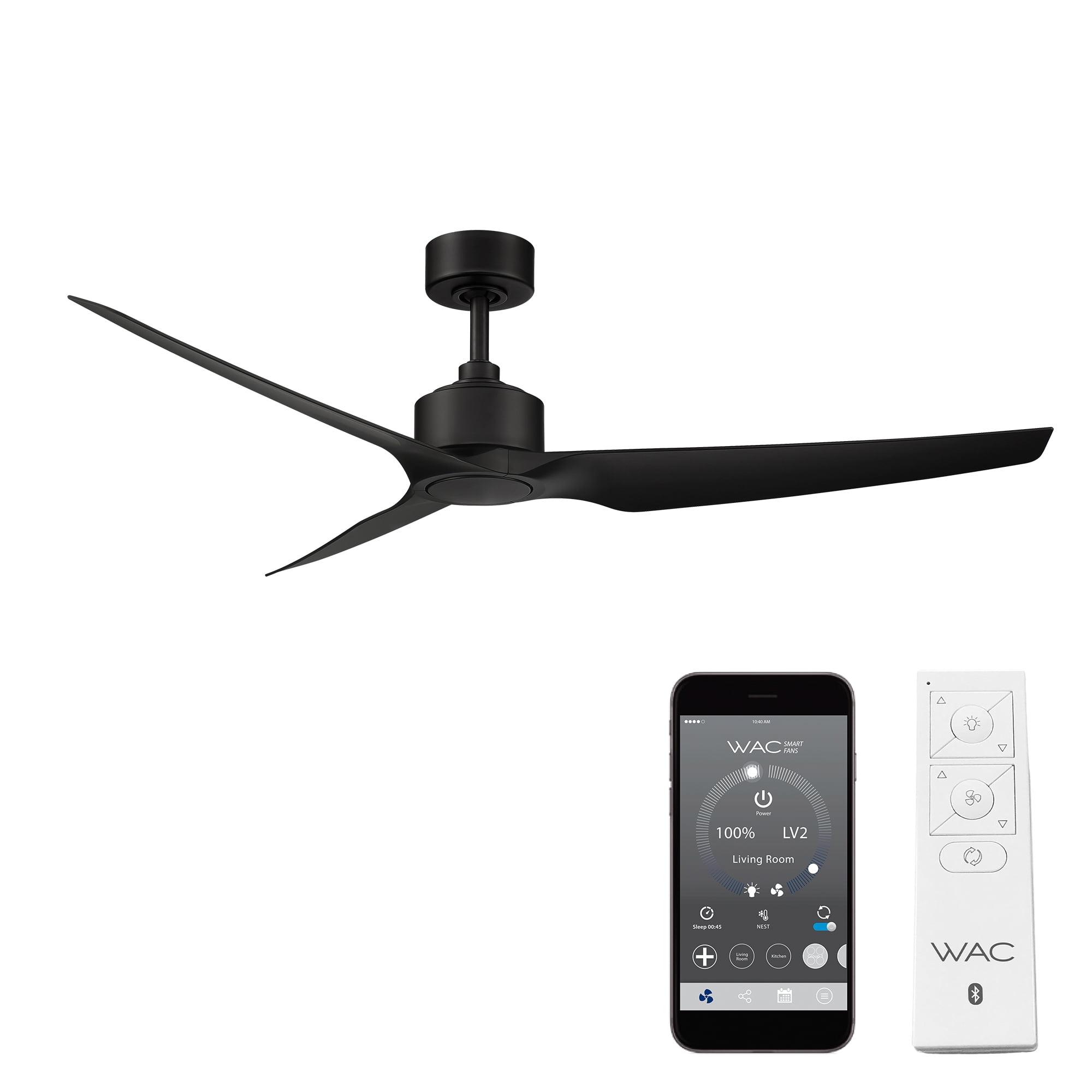 60" Matte Black Smart Ceiling Fan with Remote and 3 Blades