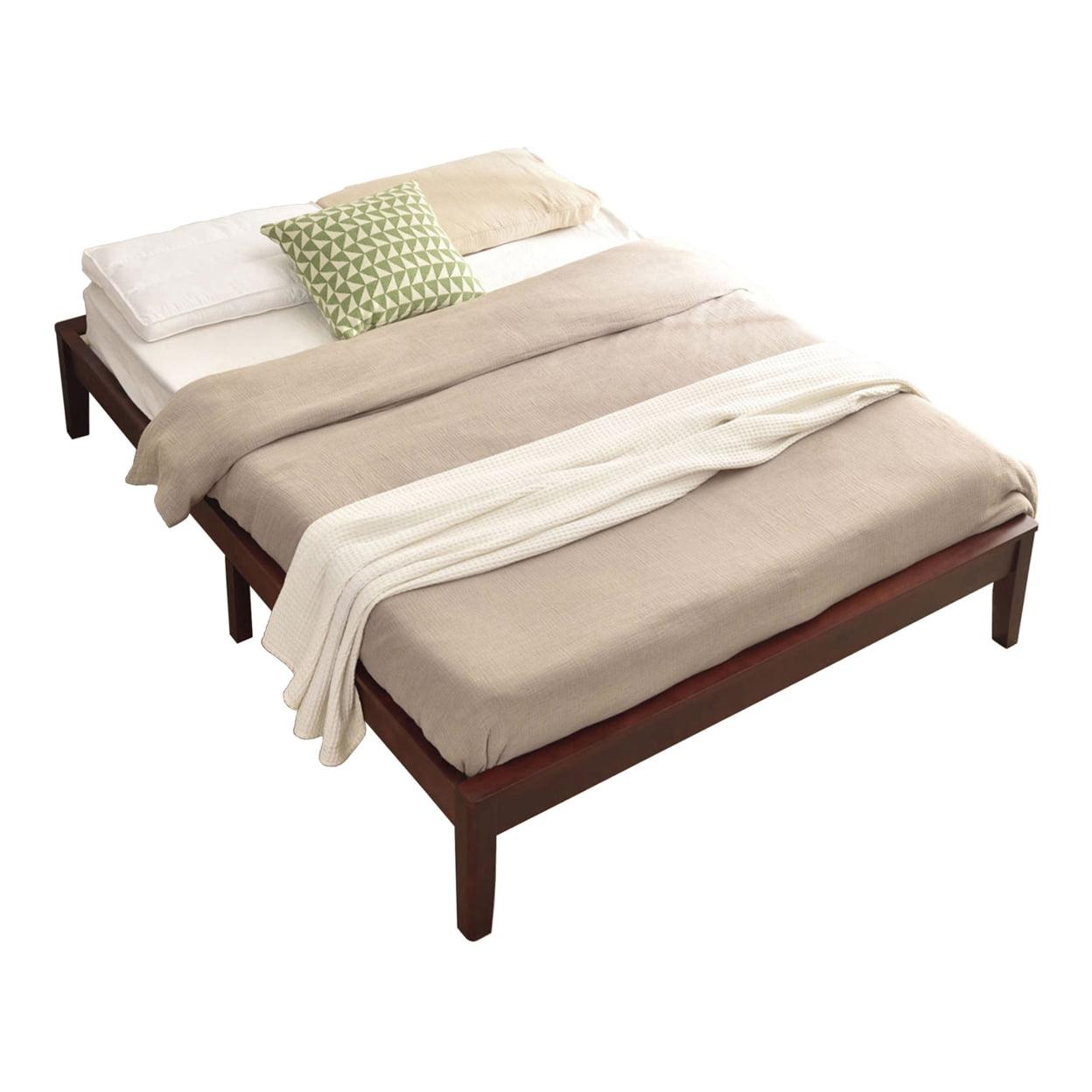 Stella Queen-Size Mahogany Pine Wood Platform Bed Frame