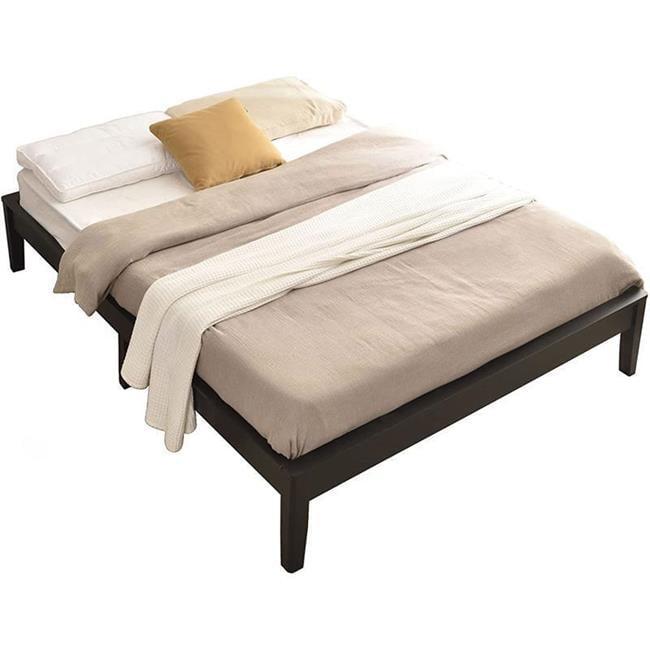 Stella Sleek Black Solid Pine Queen Platform Bed Frame