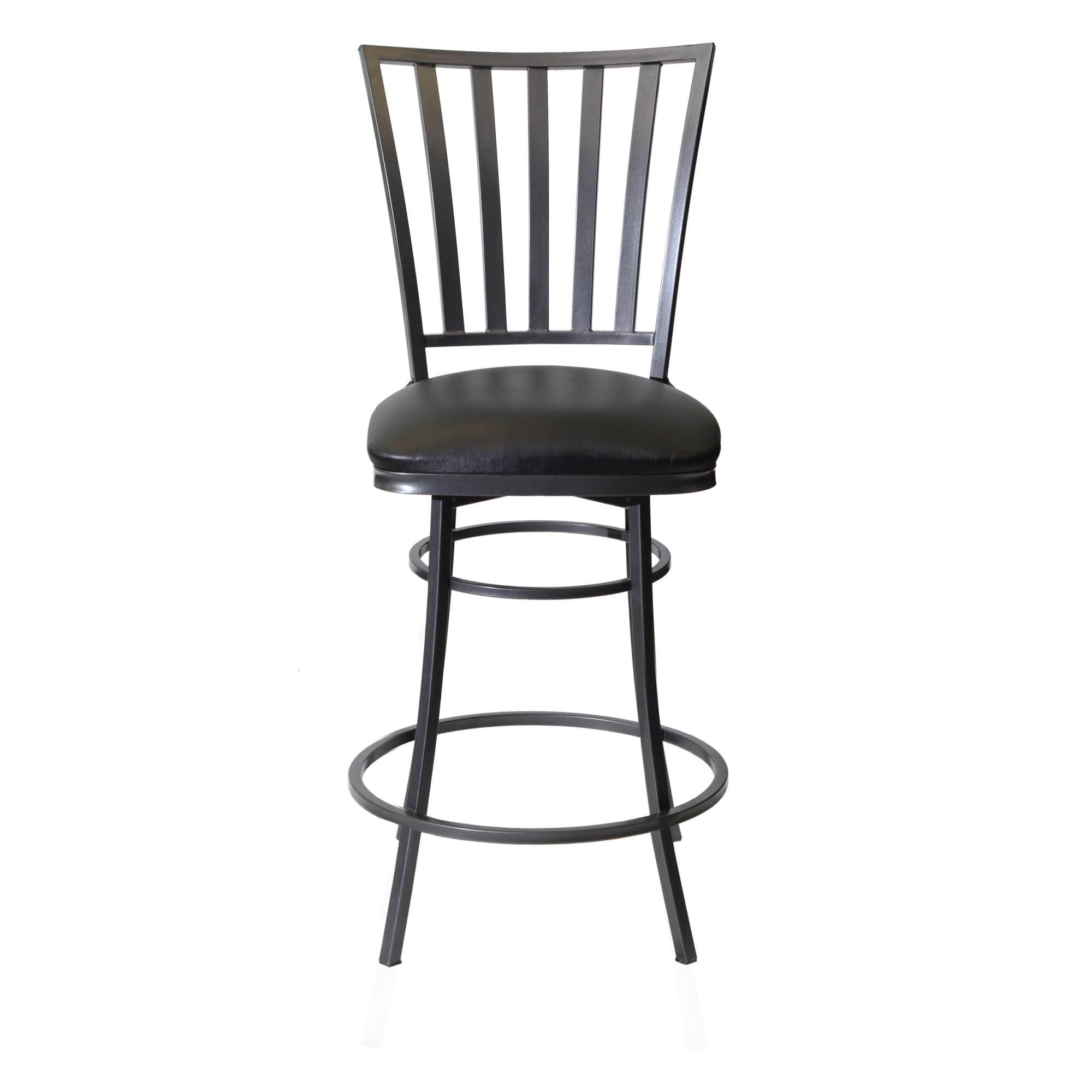 Stellan Black Metal Swivel Counter Stool with Faux Leather Seat