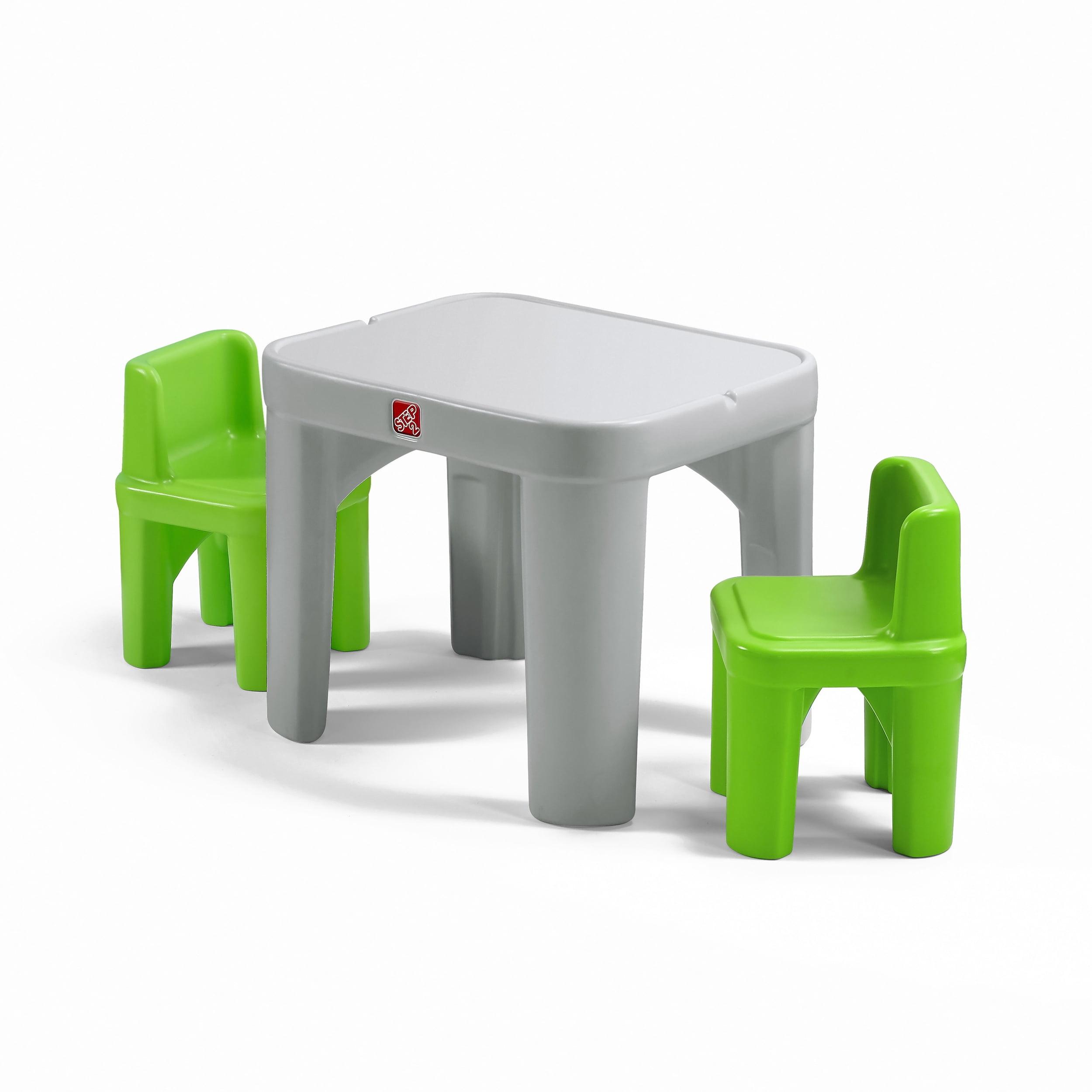 Gray and Green Plastic Toddler Table and Chair Set