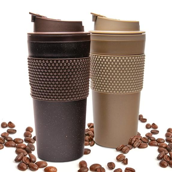 Stephan Roberts 16 oz Coffee Tumblers, Set of 2, Brown, BPA Free