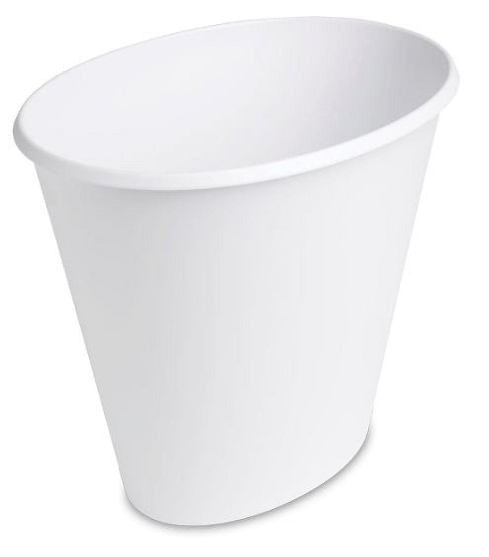 Slim White Plastic 2.5 Gallon Oval Wastebasket