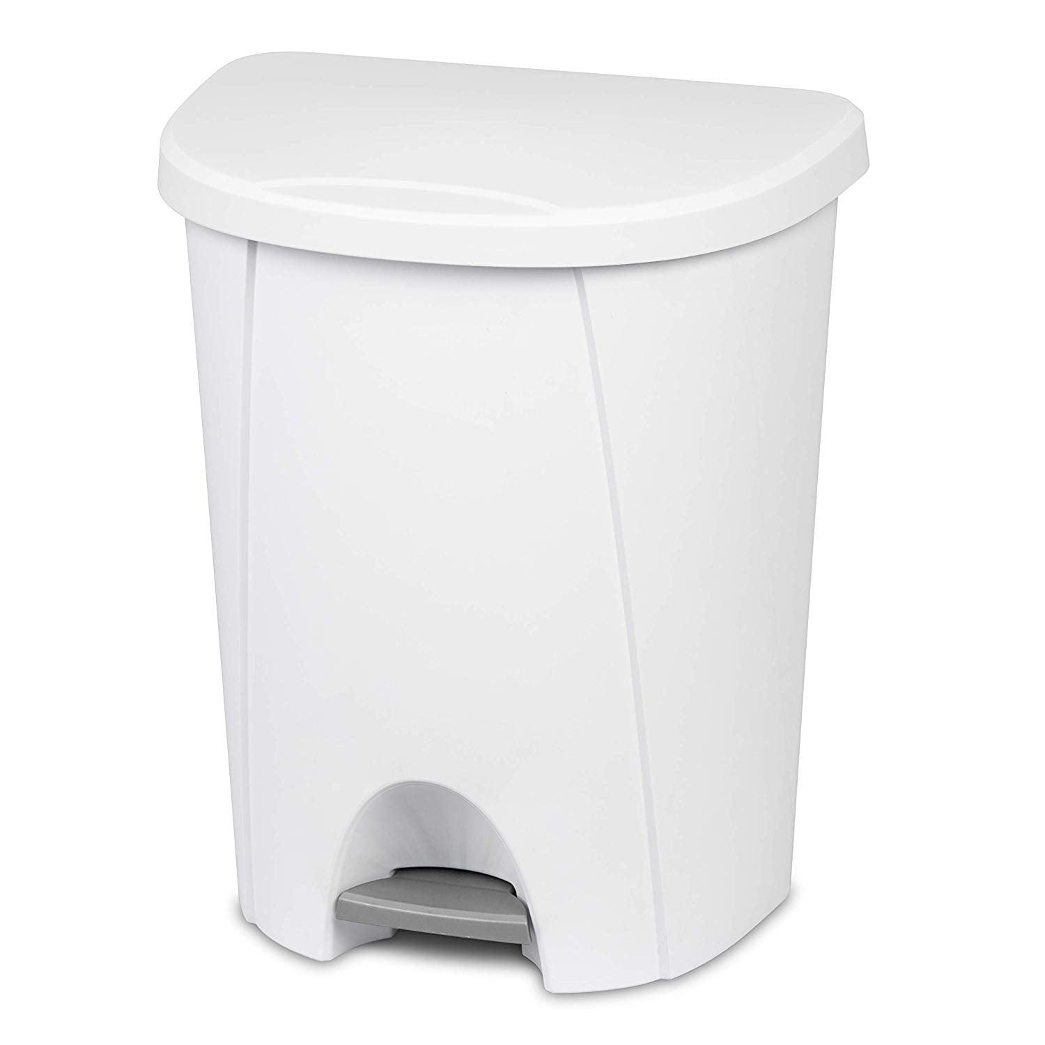 Sterilite 10948004 6.6 Gallon/25 Liter Portable Home StepOn Wastebasket, White