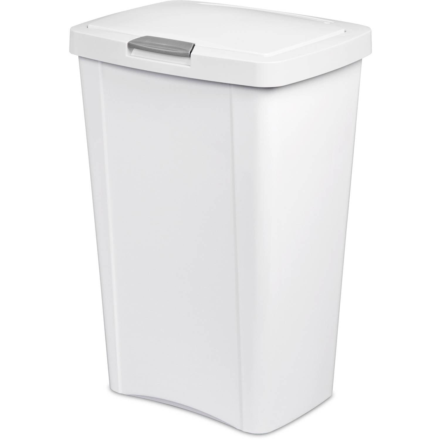 White 13 Gallon Plastic Touch Top Kitchen Trash Can