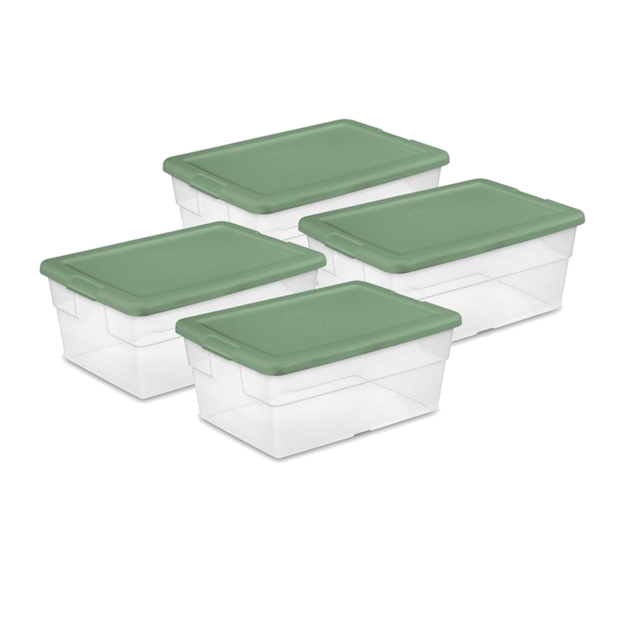 Sterilite 16 Qt Clear Plastic Storage Tote Home Organizer Bins with Lid (4 Pack)