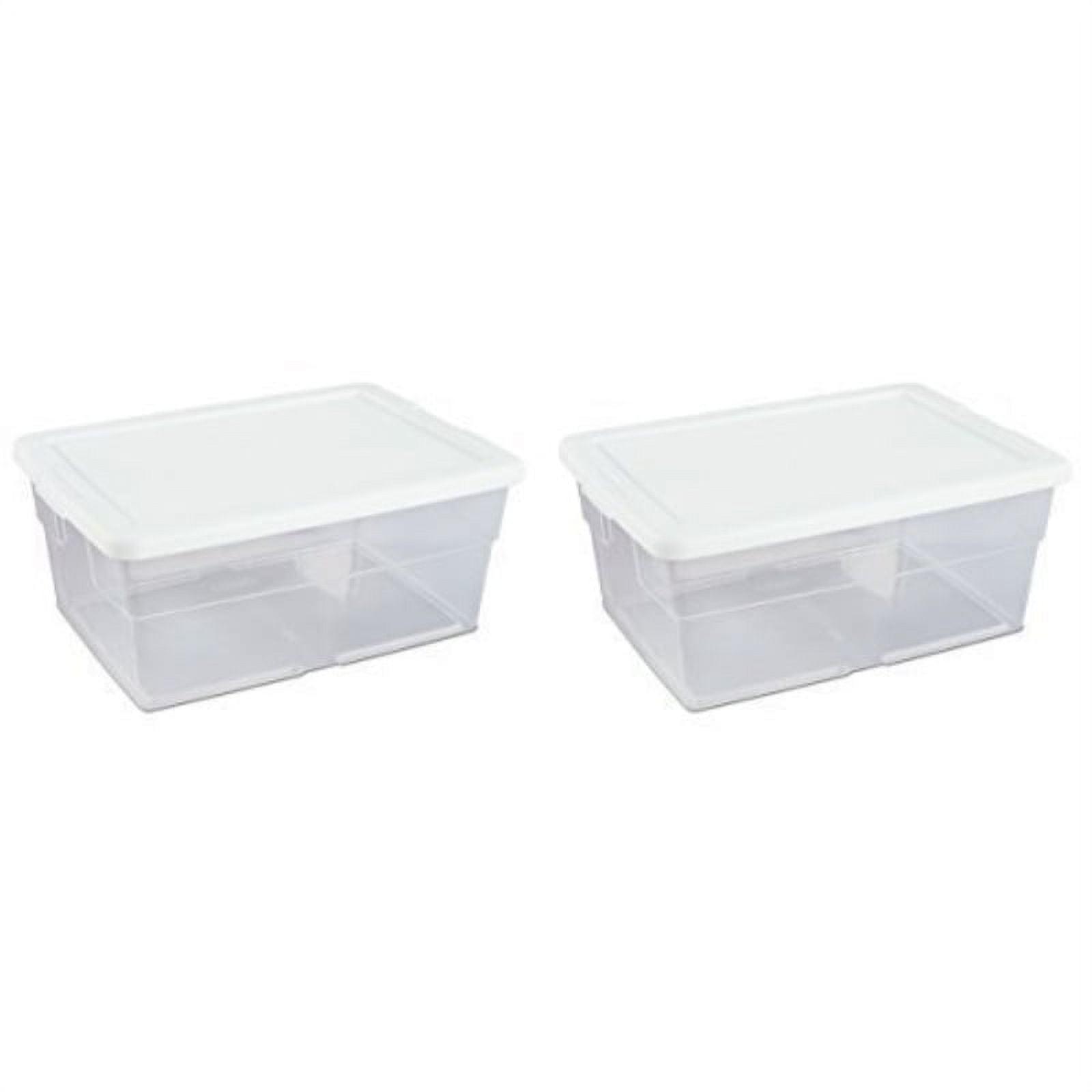 Sterilite 16 Quart Basic Clear Storage Box with White Lid (Pack of 2)