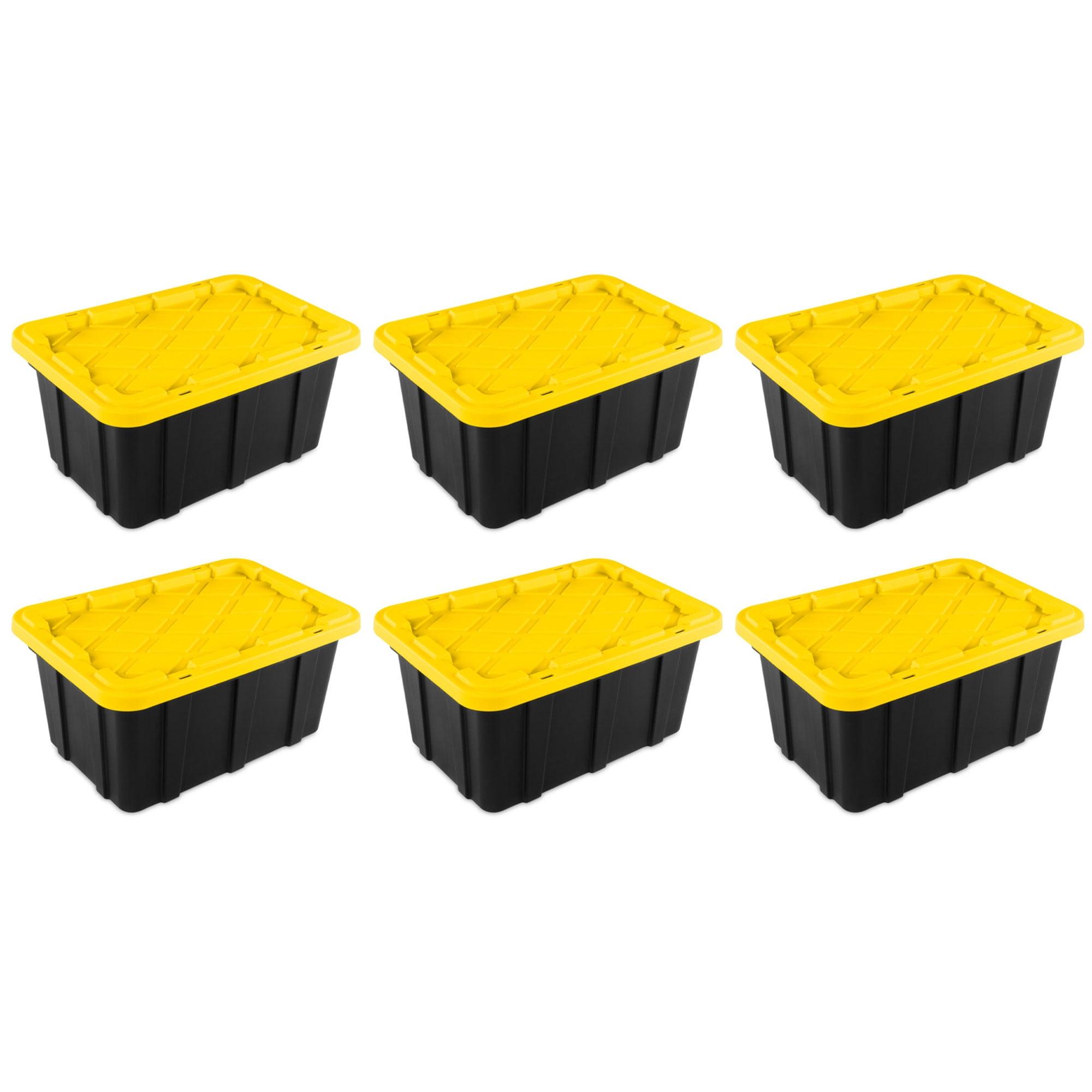 Sterilite 17 Gallon Industrial Stackable Storage Tote Lidded Containers, 6 Pack