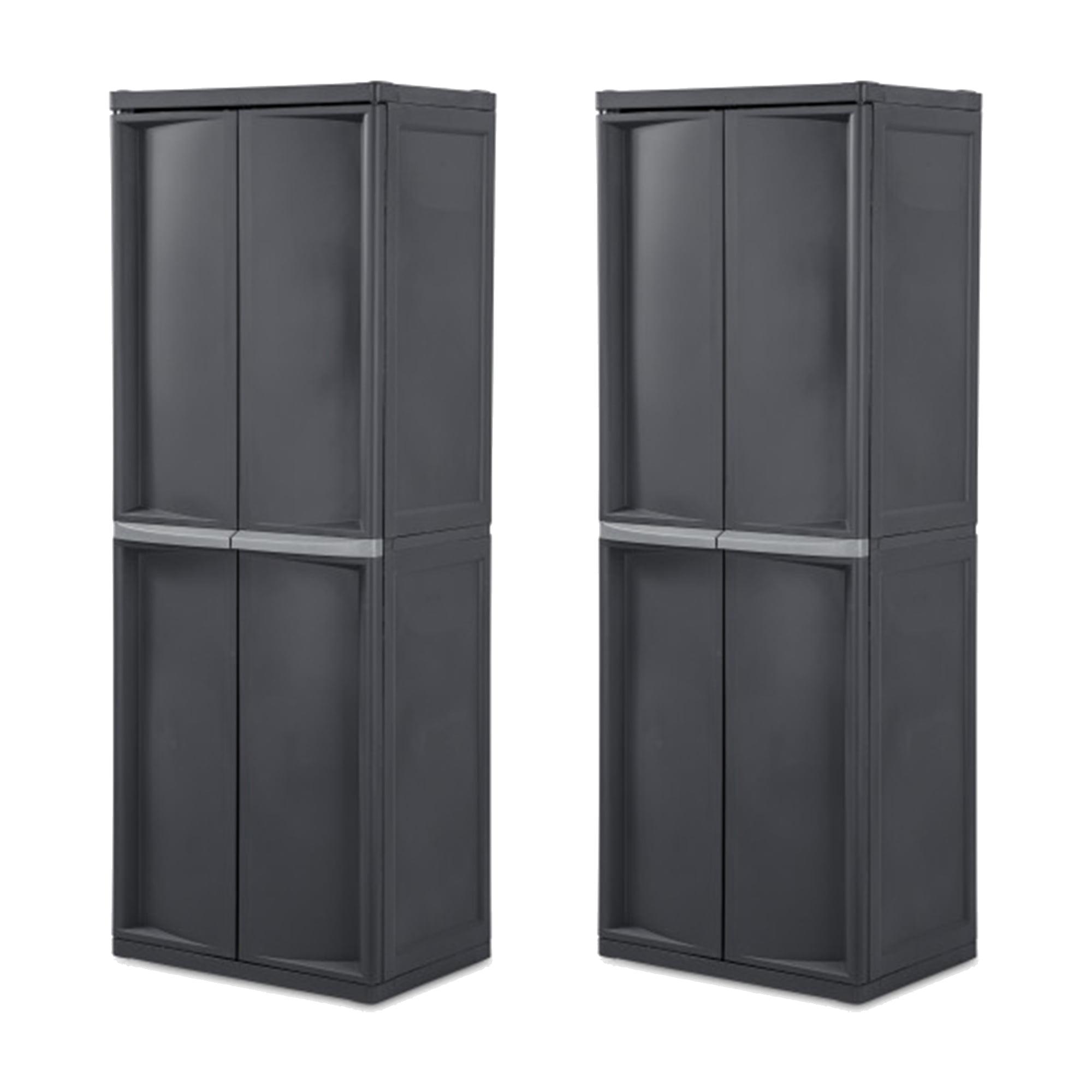 Sterilite Sterilite Adjustable 4-Shelf Gray Storage Cabinet With Doors (Set of 2)