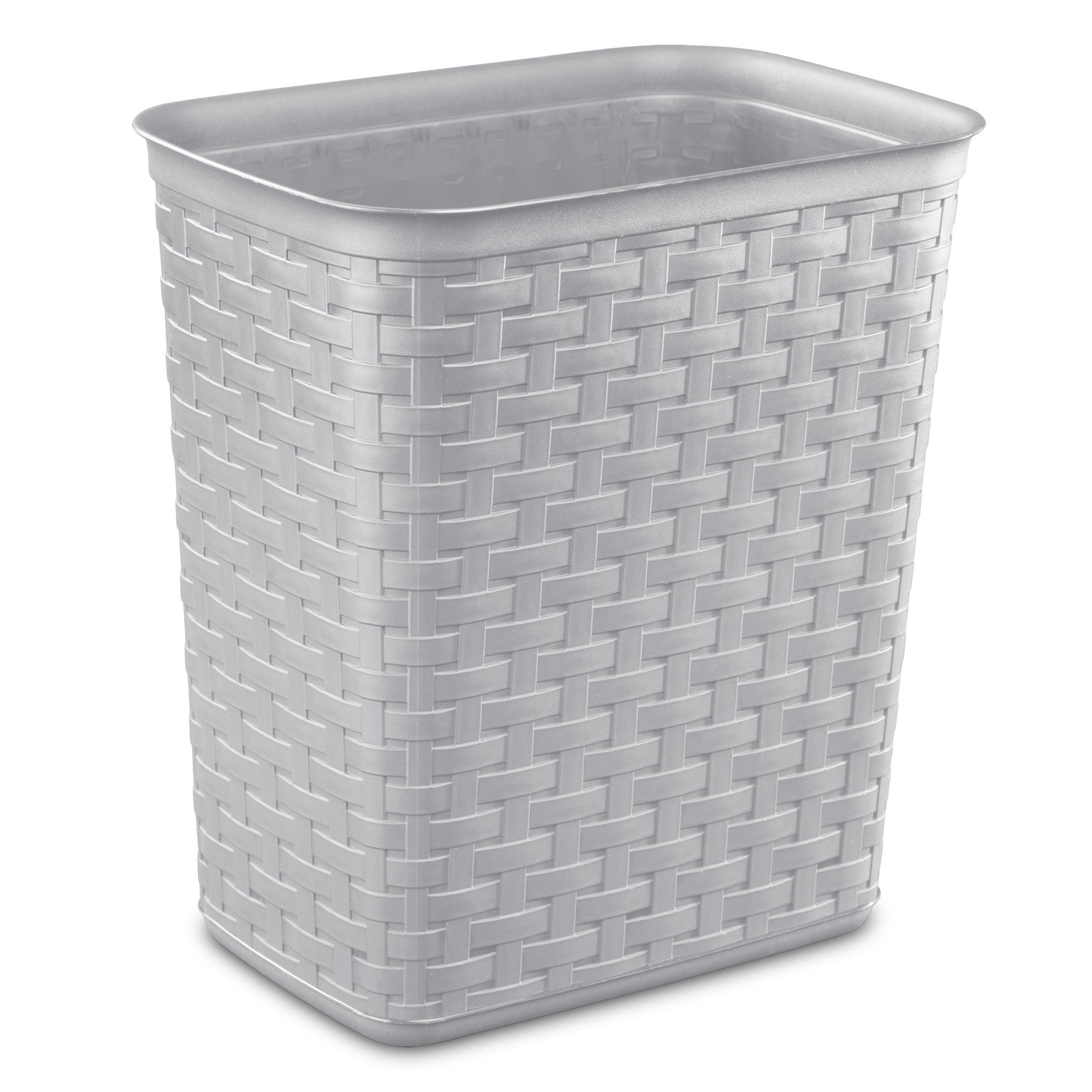 Sterilite 3.4 Gallon Weave Trash Can, Plastic, Bedroom, Cement