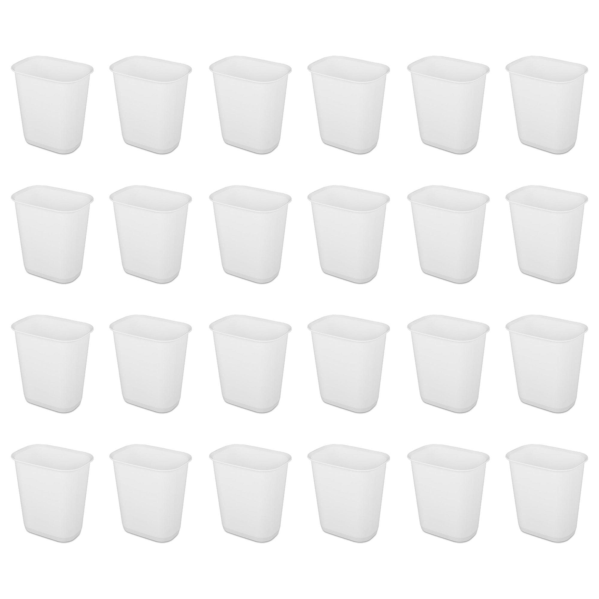 White Rectangular 3-Gallon Plastic Wastebasket Set