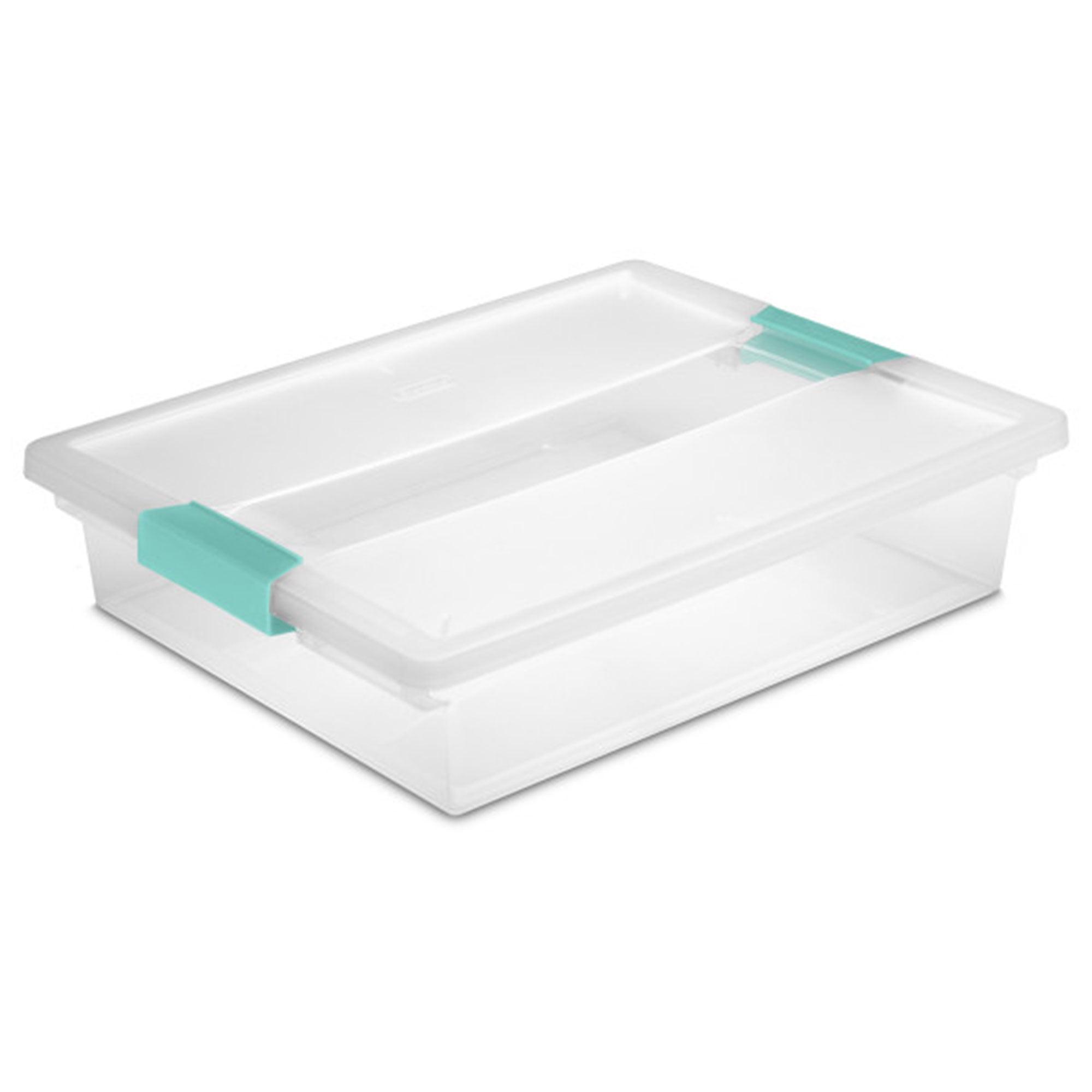 Sterilite Large Clip Box, 5.7 Qt Stackable Storage Bin with Latching Lid, Plastic Container for Home Organization, 12-Pack