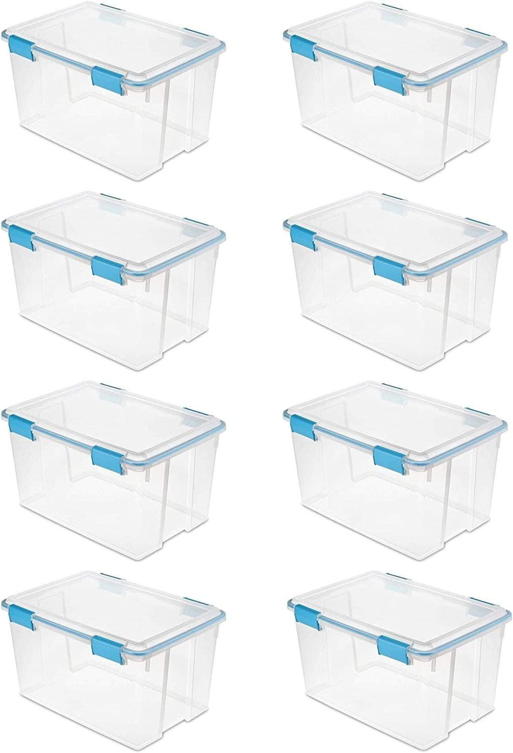 54 Quart Clear Plastic Stackable Storage Bins with Latch Lids