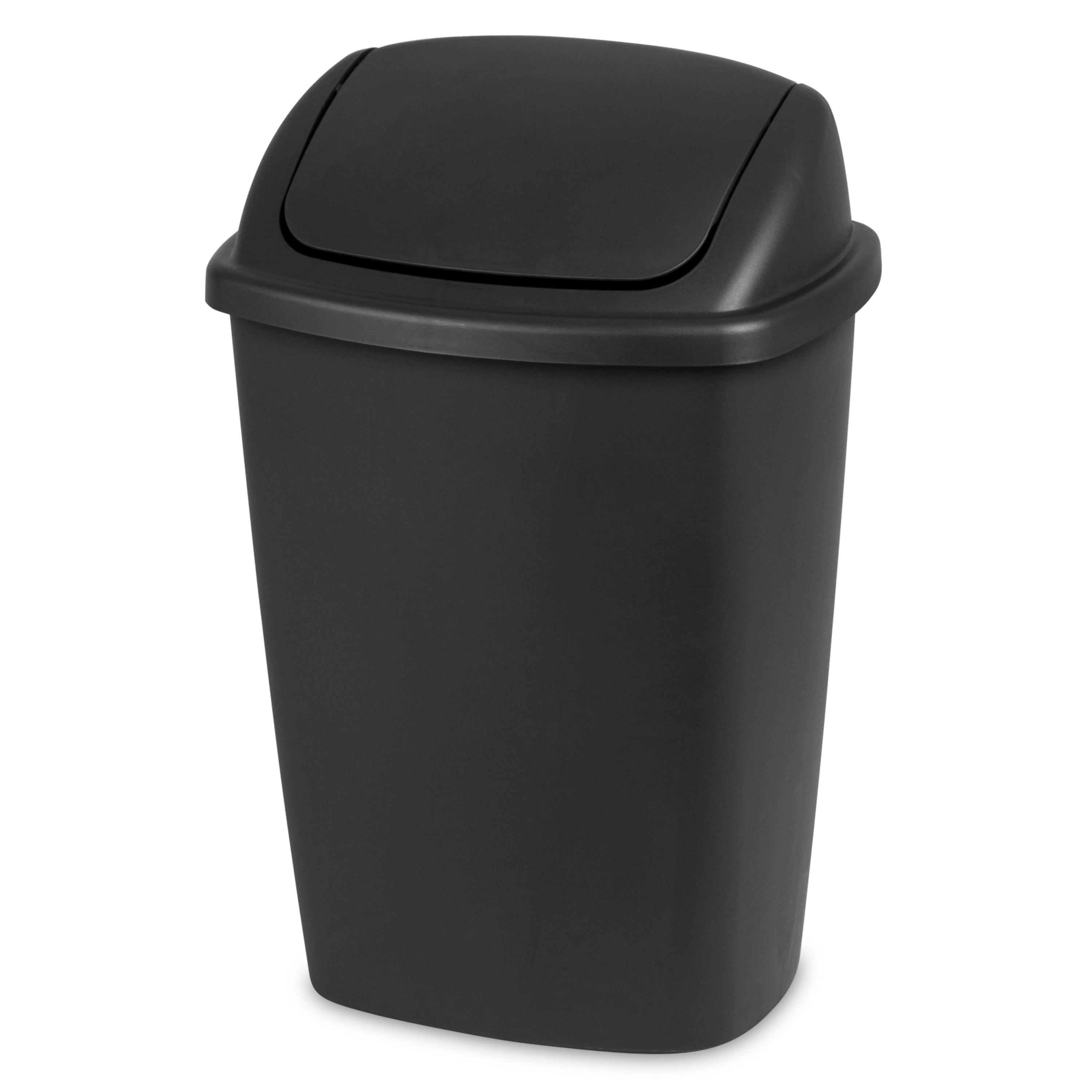 Black 7.5 Gallon Swing-Top Plastic Trash Can