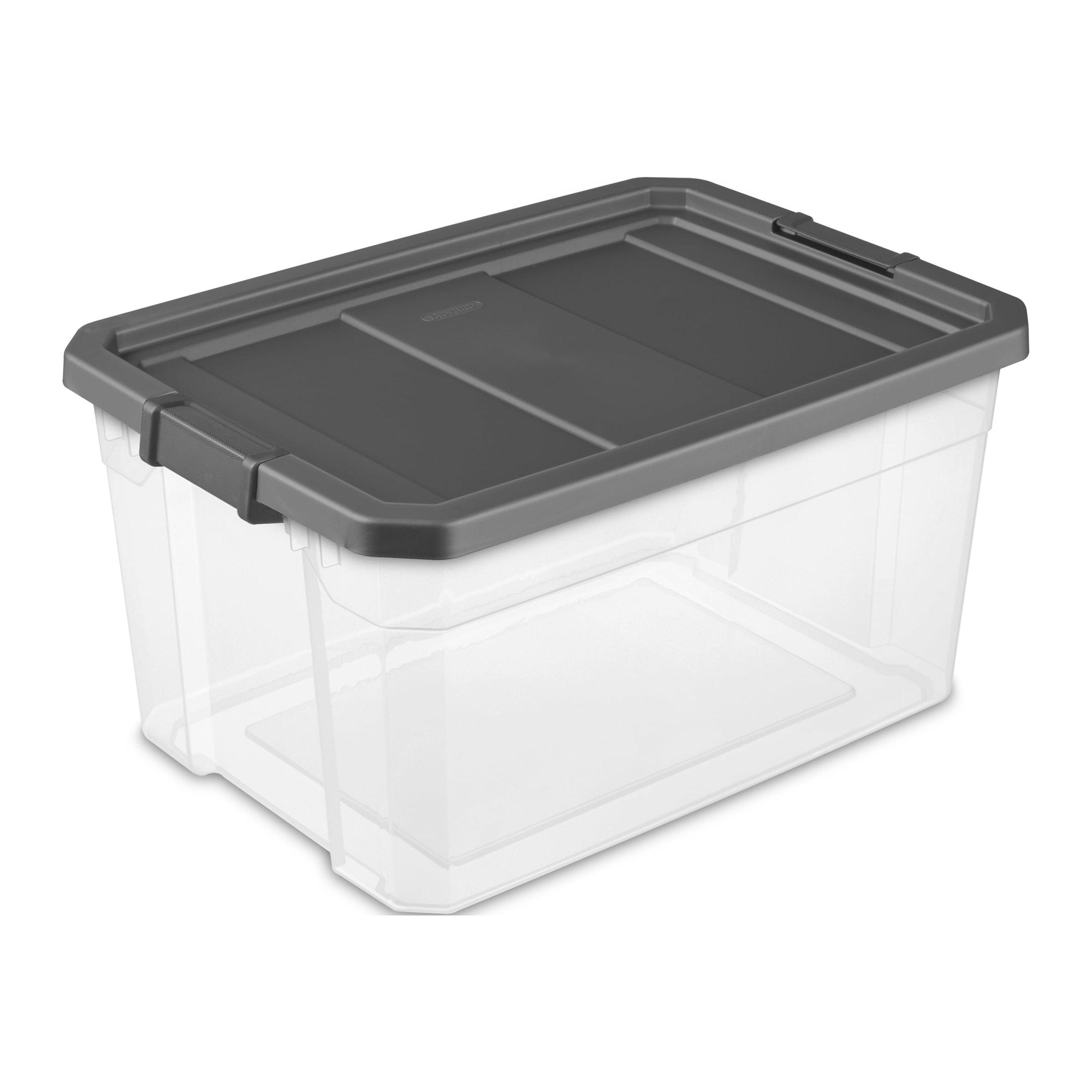 Flat Gray 76 Qt Stackable Plastic Storage Box